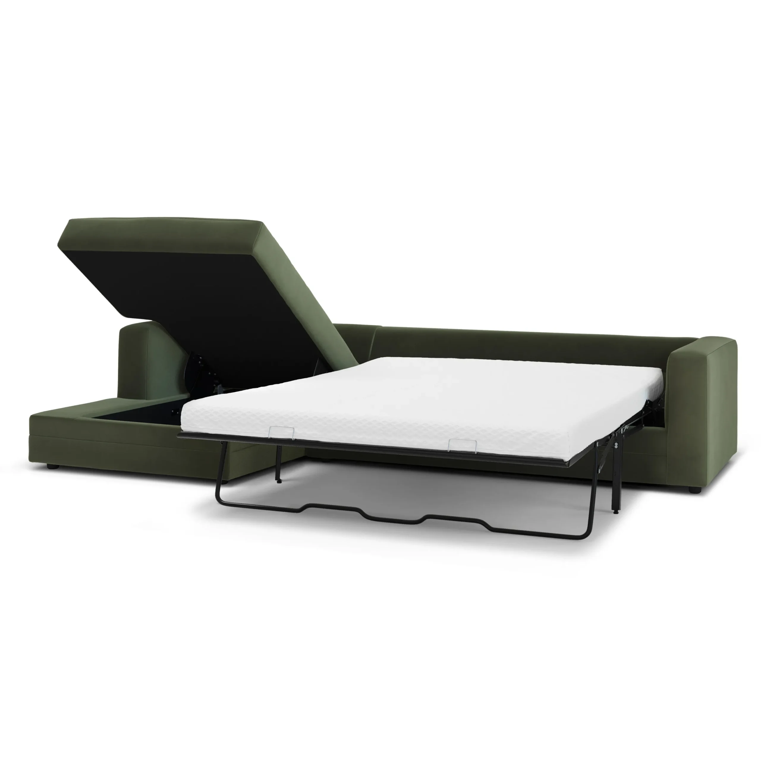 Riley 118_ Velvet Left Storage Sleeper Sectional - Hale Fir Green - Image 3