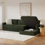 Riley 118_ Velvet Right Storage Sleeper Sectional - Hale Fir Green