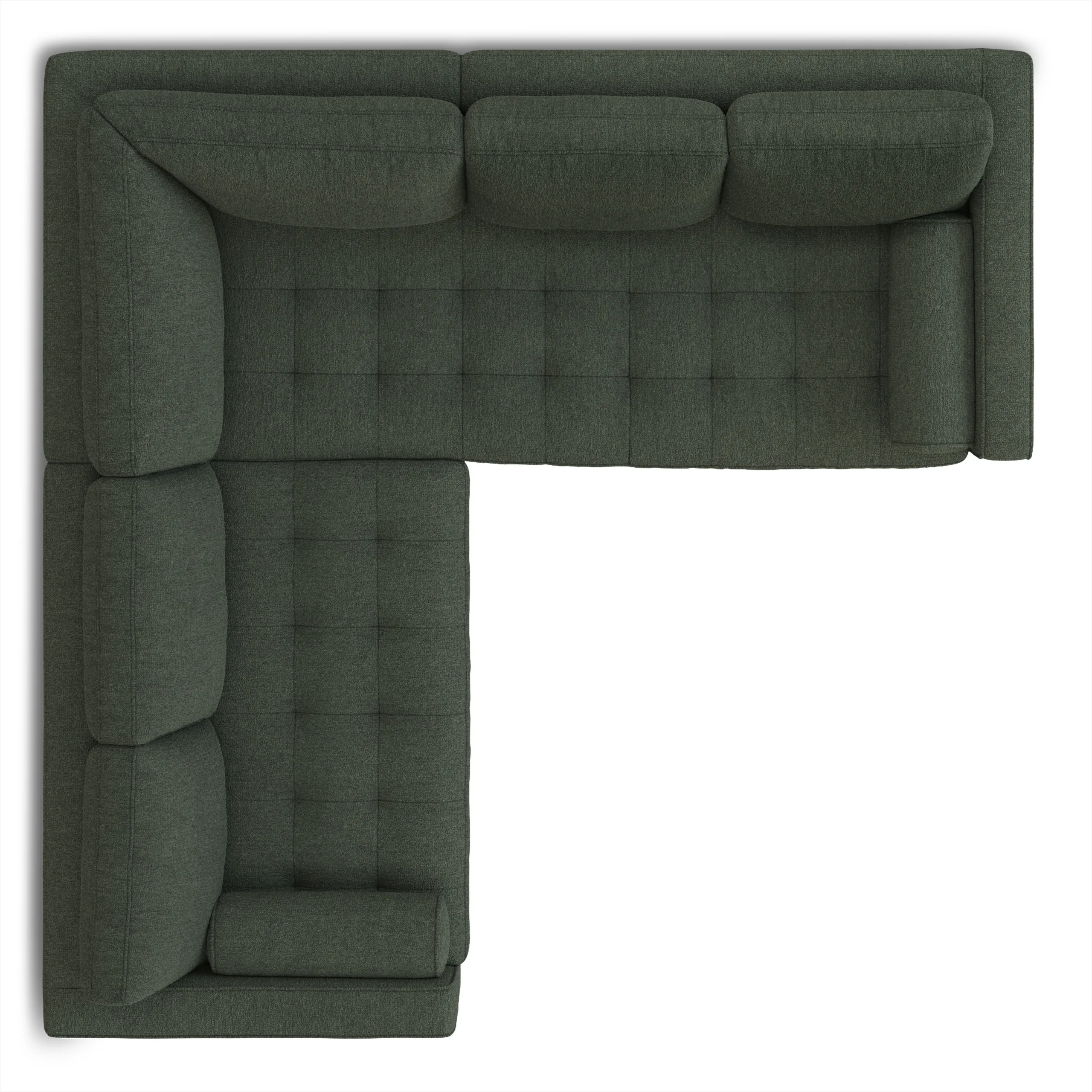 Sven 91_ Tufted Corner Sectional - Green Wool Bouclé - Image 6
