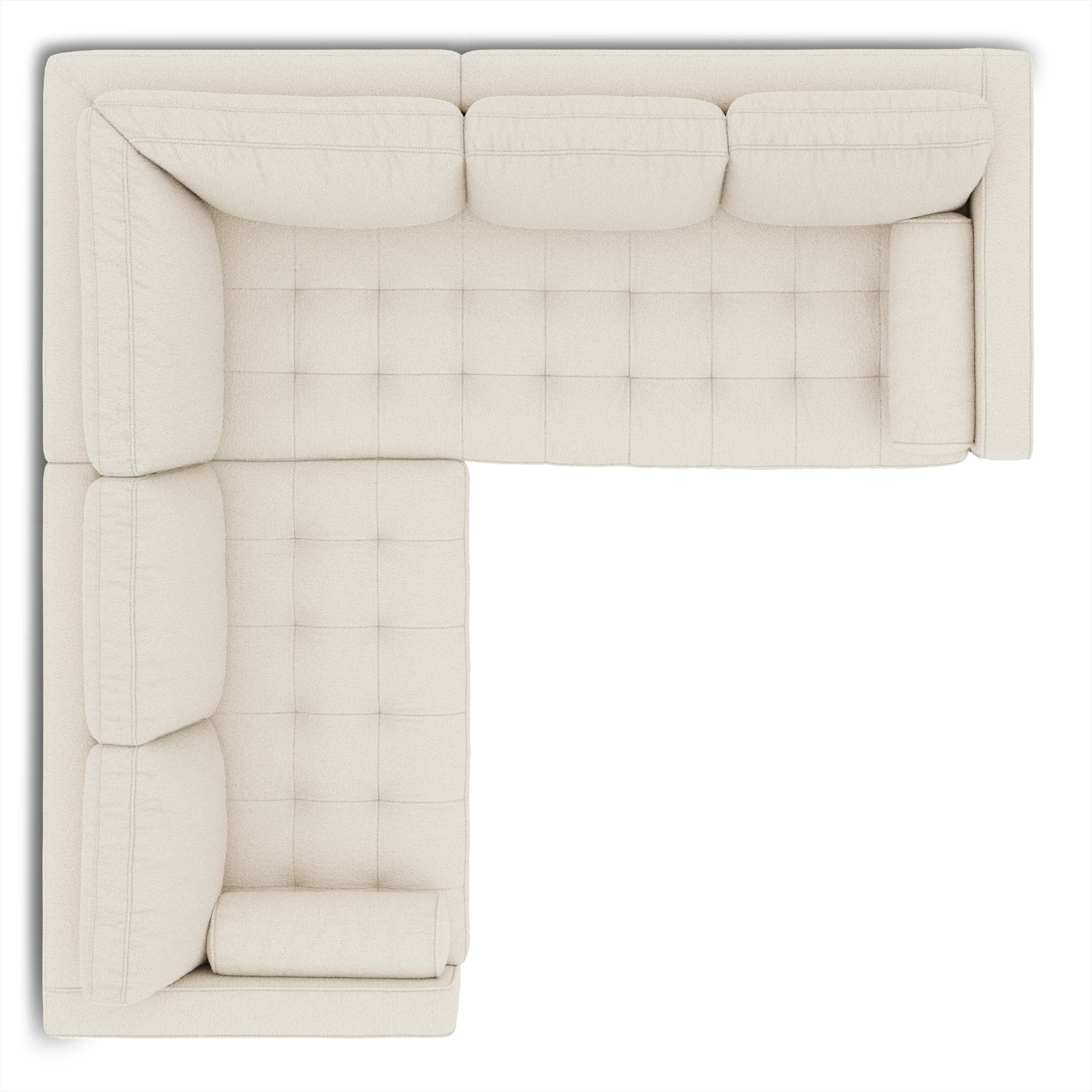 Sven 91_ Tufted Corner Sectional - Ivory Wool Bouclé - Image 6