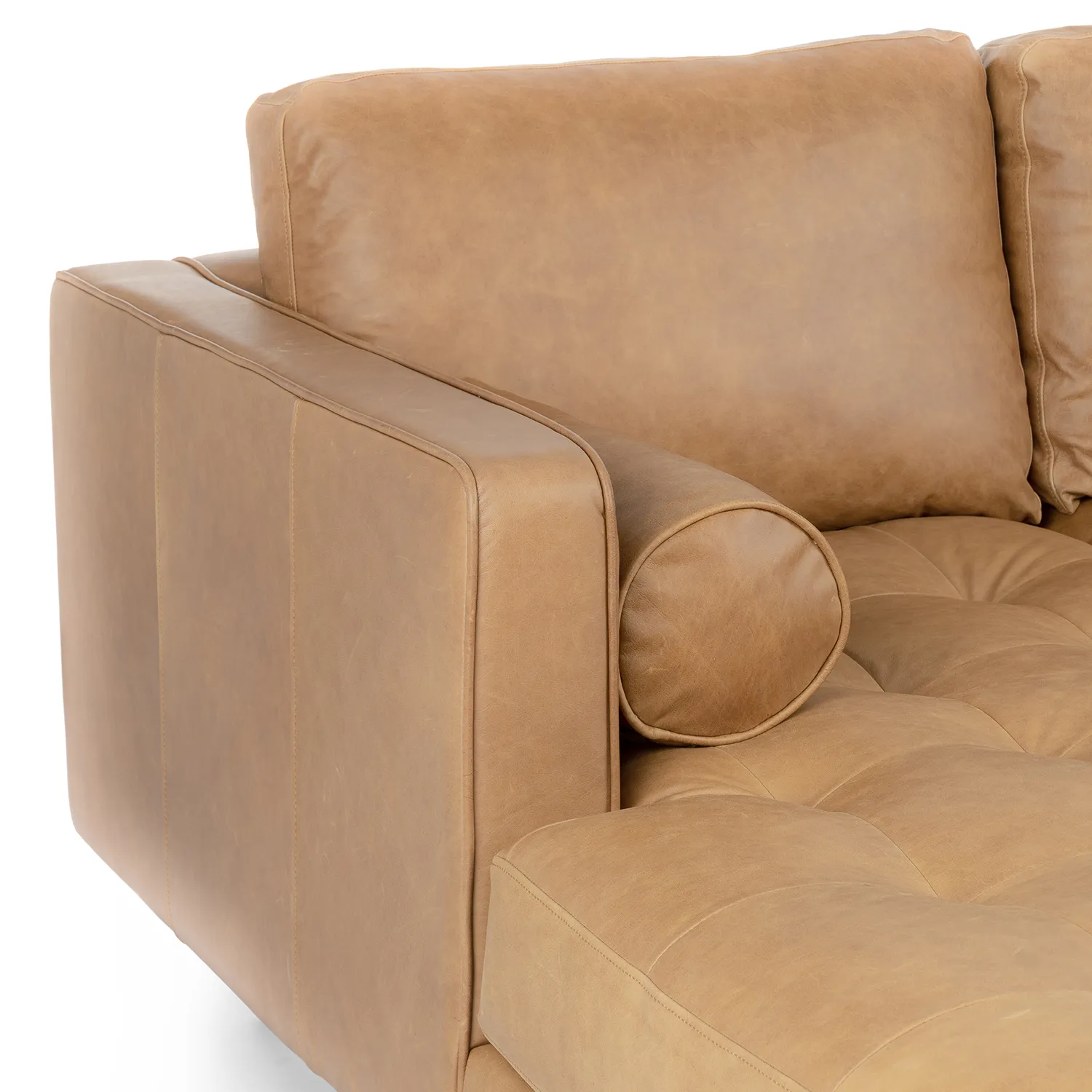 Sven 100_ Tufted Leather Left Sectional - Charme Tan - Image 6