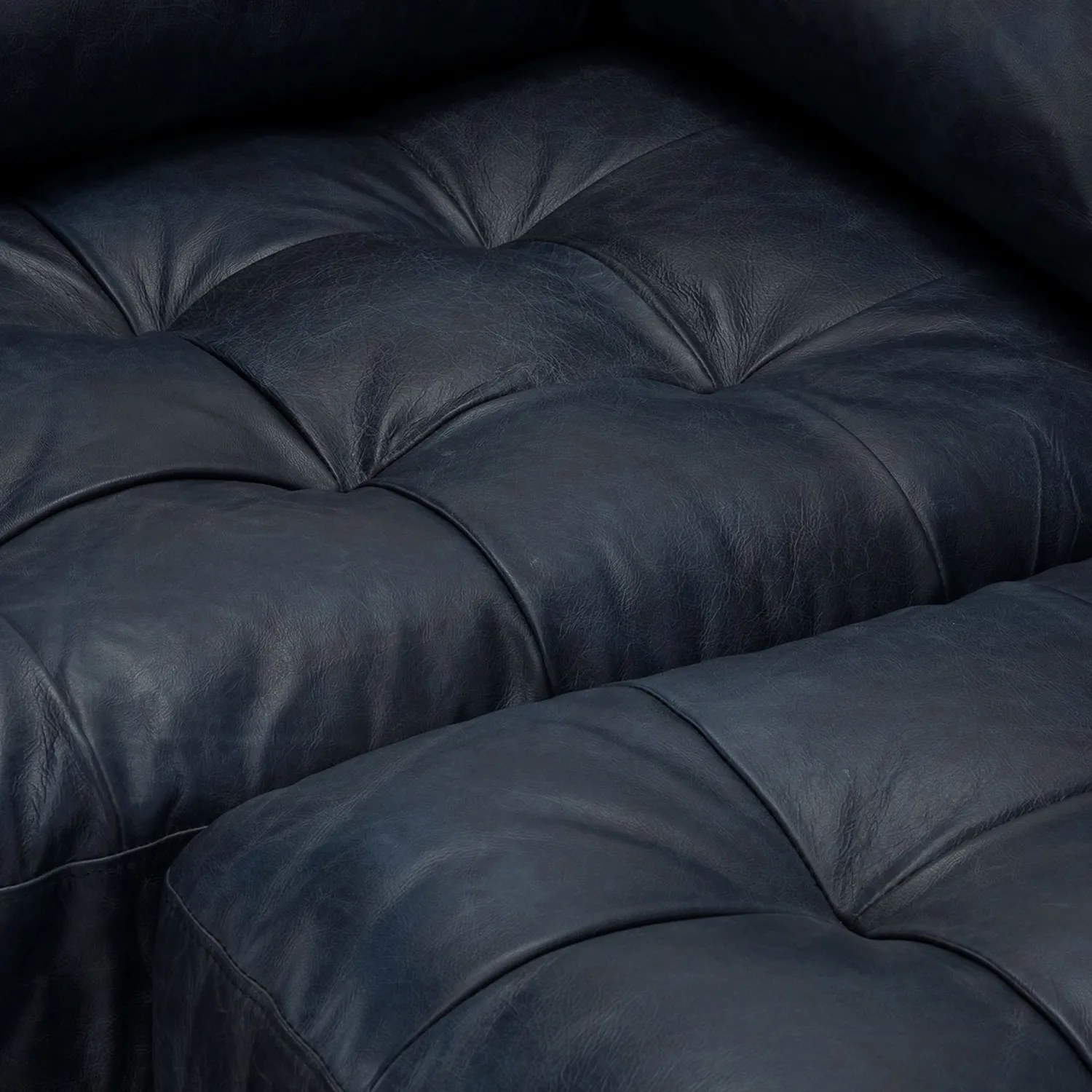 Sven 100_ Tufted Leather Left Sectional - Oxford Blue - Image 6