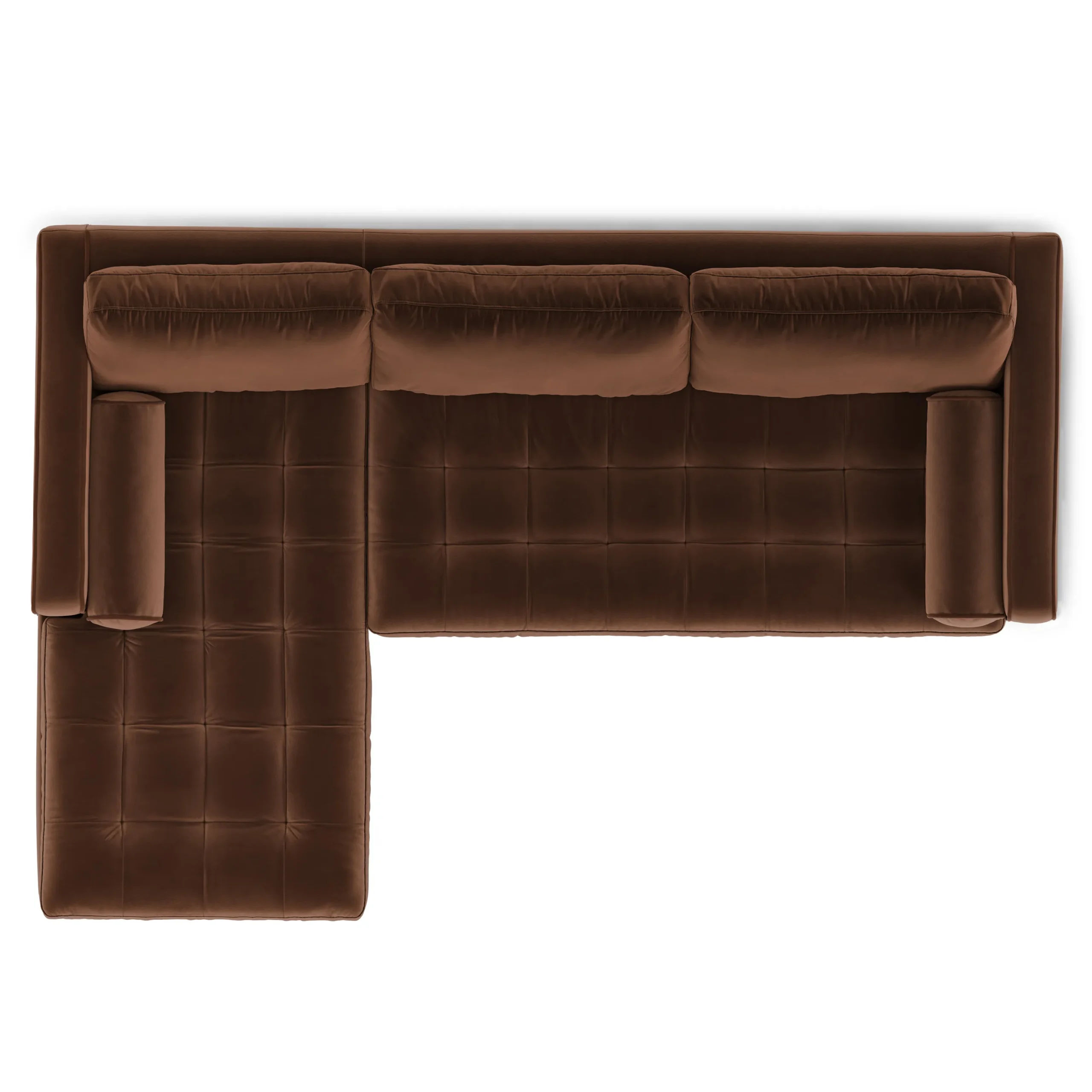 Sven 100_ Tufted Velvet Left Sectional - Plush Pacific Brown - Image 7