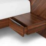 Nera Queen Low Profile Bed with Nightstands Set - Walnut