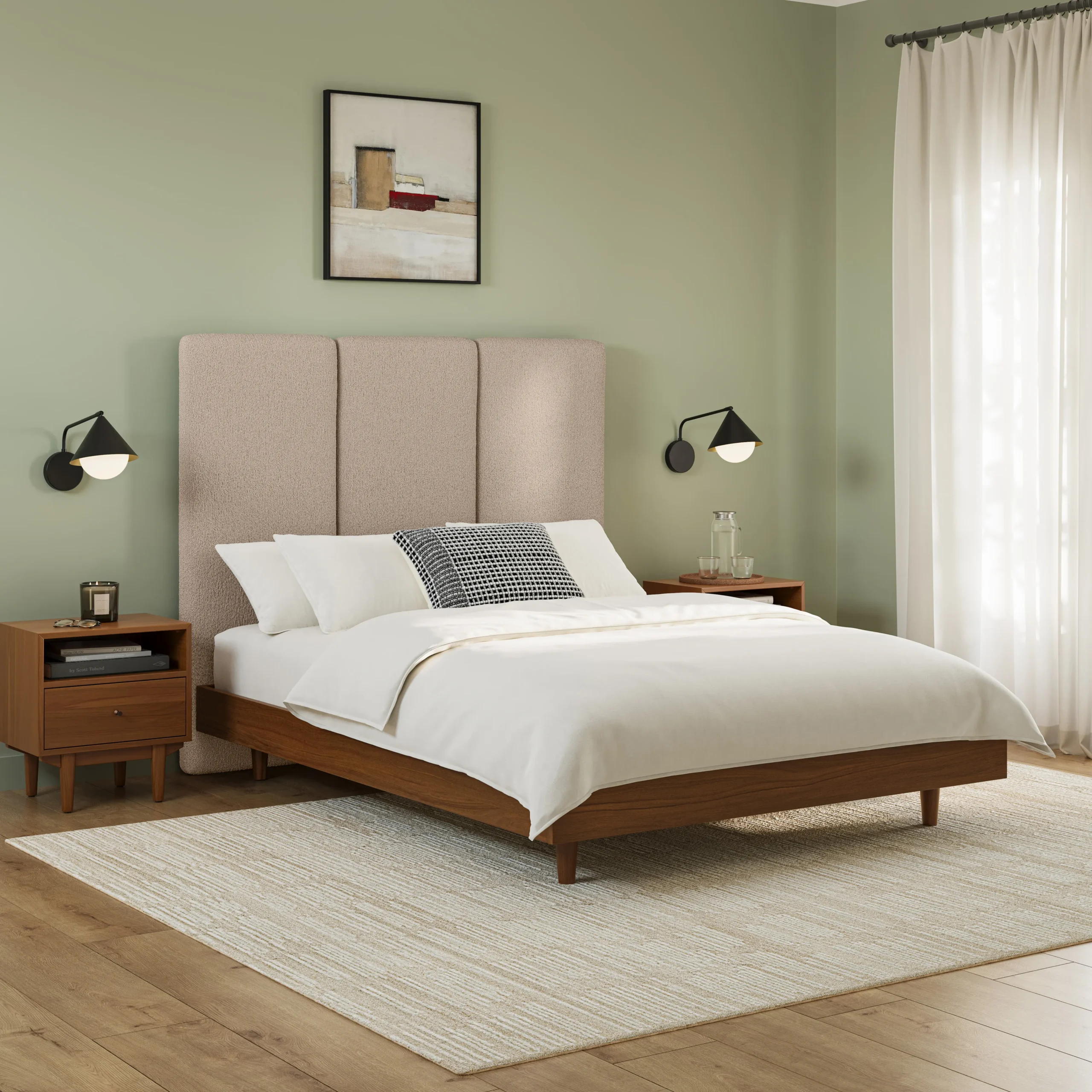 Noel Queen Tall Headboard - Sandstone Wool Bouclé - Image 7