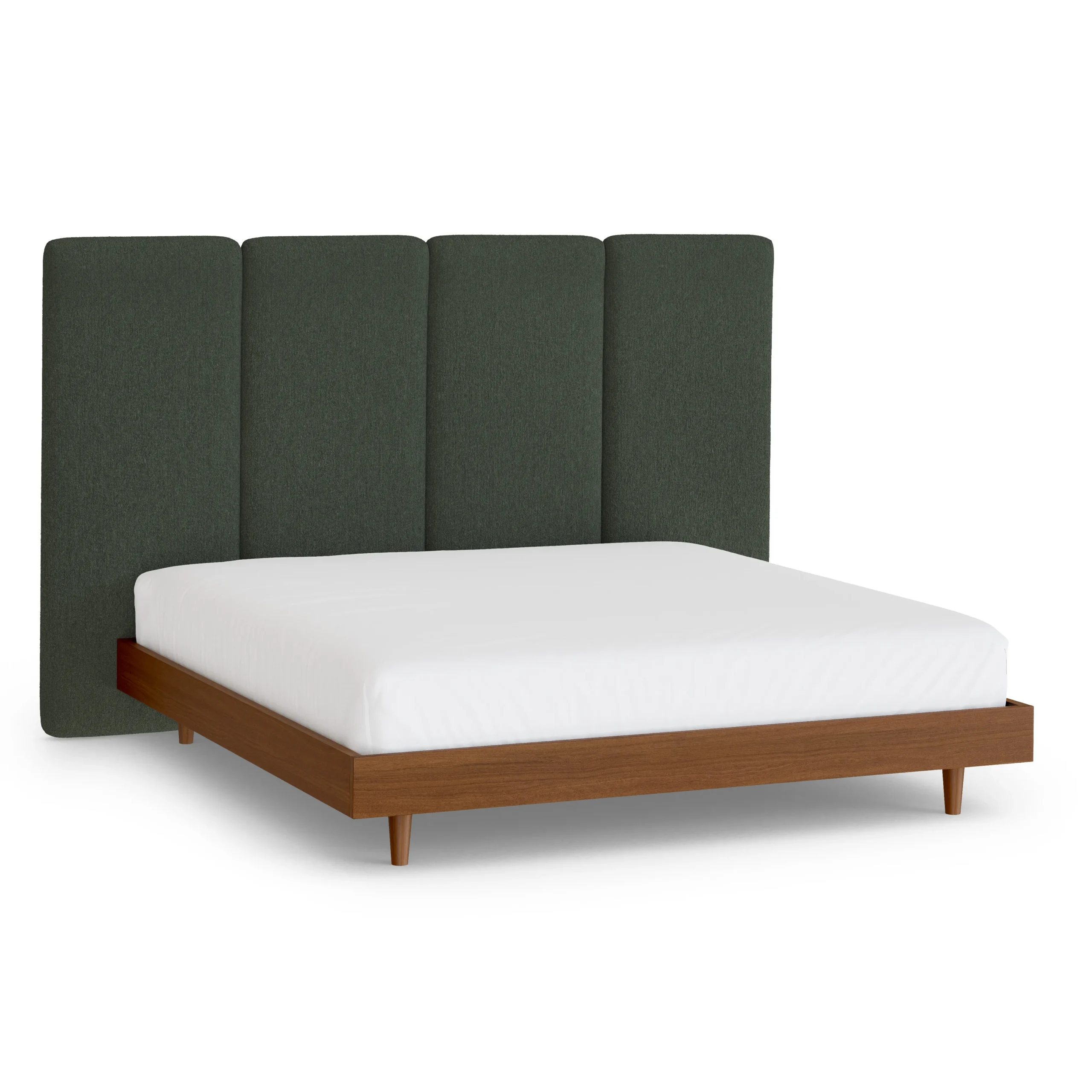 Noel King Tall Headboard - Green Wool Bouclé - Image 7