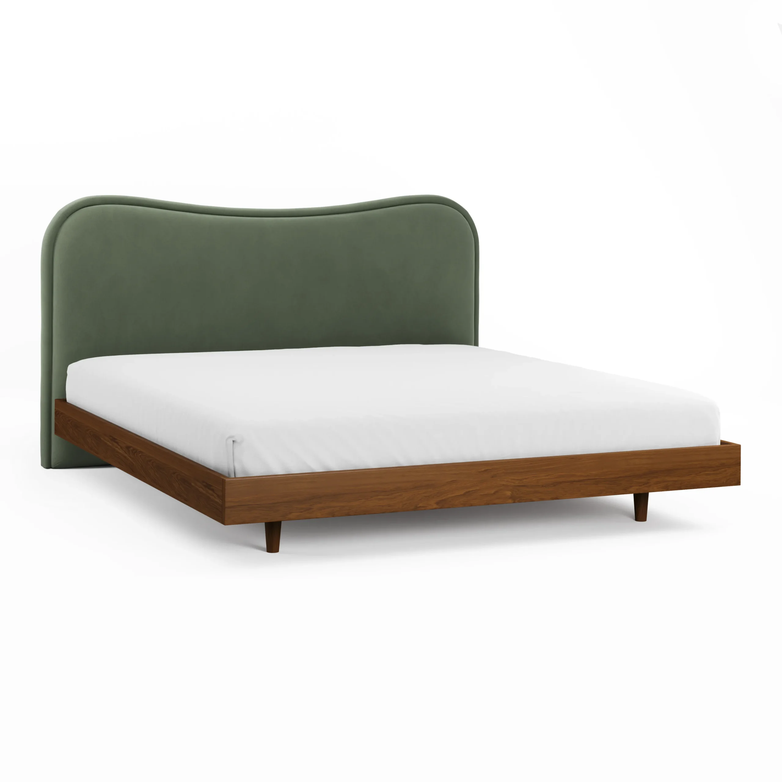 Makoa King Velvet Headboard - Plush Pacific Green