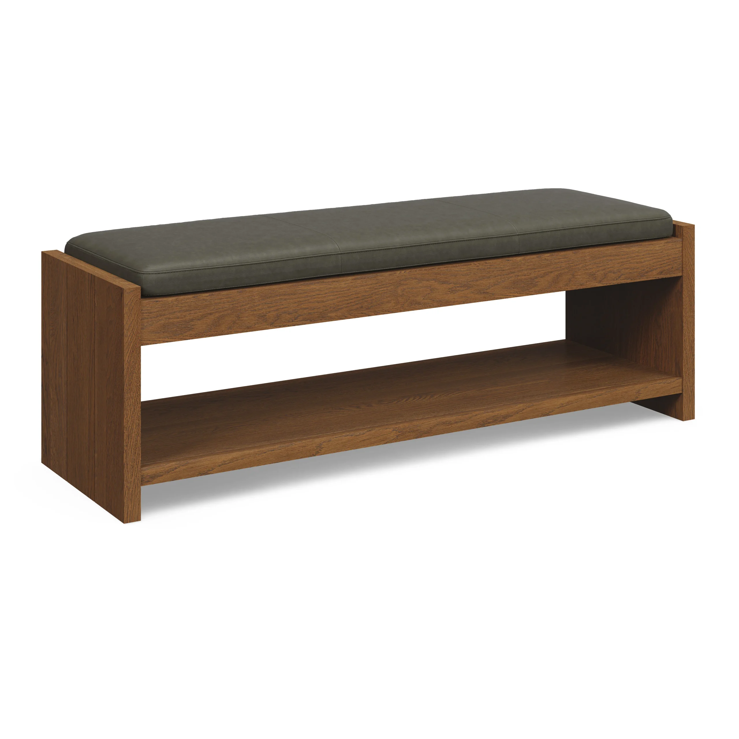 Cassie 56_ Leather Bench - Smoked Oak and Charme Green - Image 7