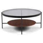 Vitri 36.5_ Glass Coffee Table - Walnut