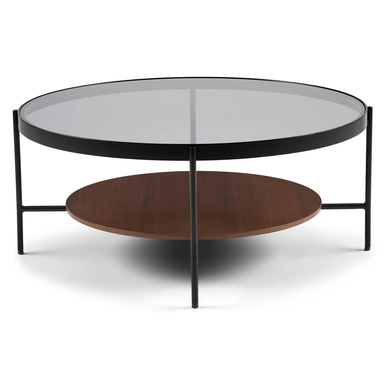 Vitri 36.5_ Glass Coffee Table - Walnut - Image 3