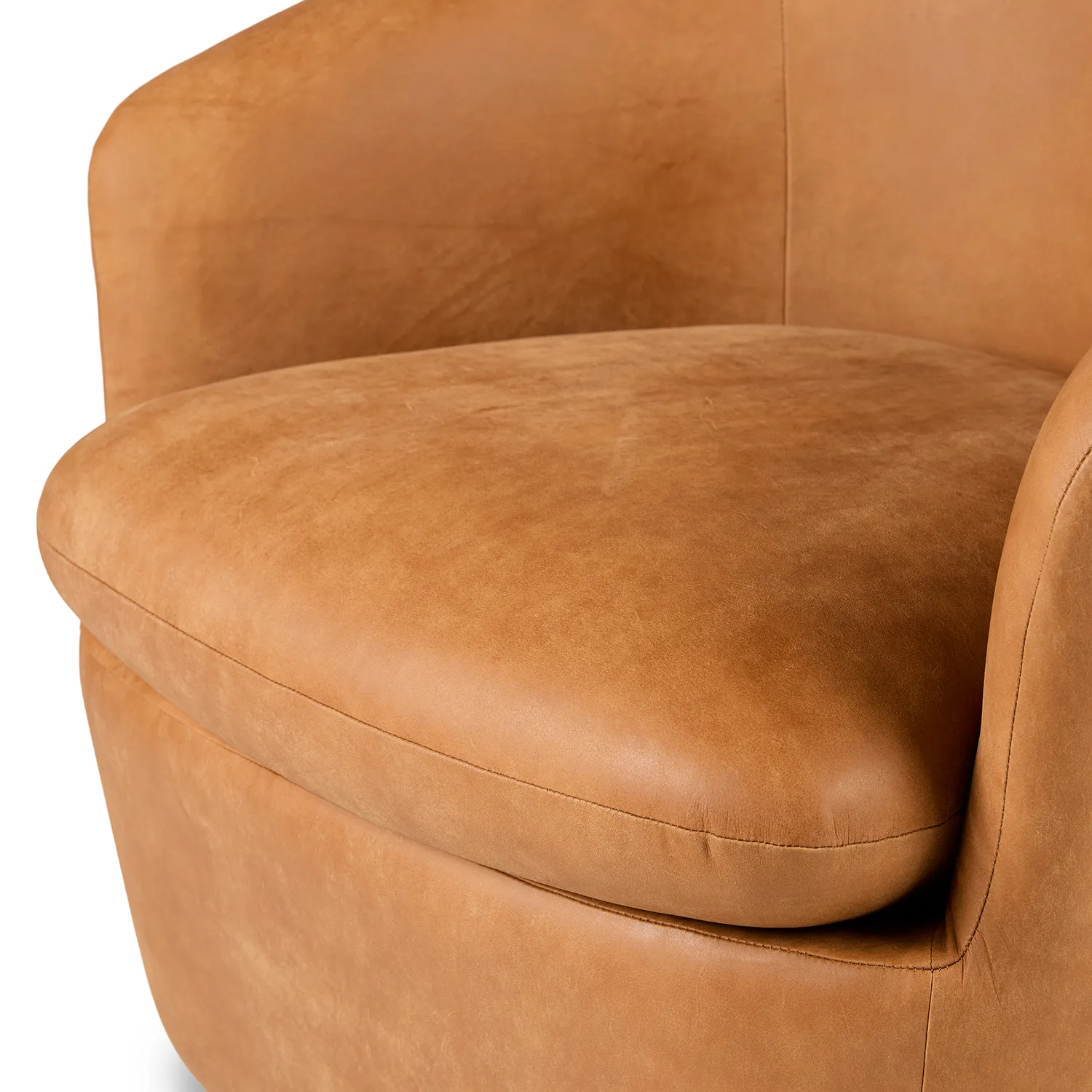 Turoy 32.5_ Leather Swivel Lounge Chair - Rawhide Tan - Image 11