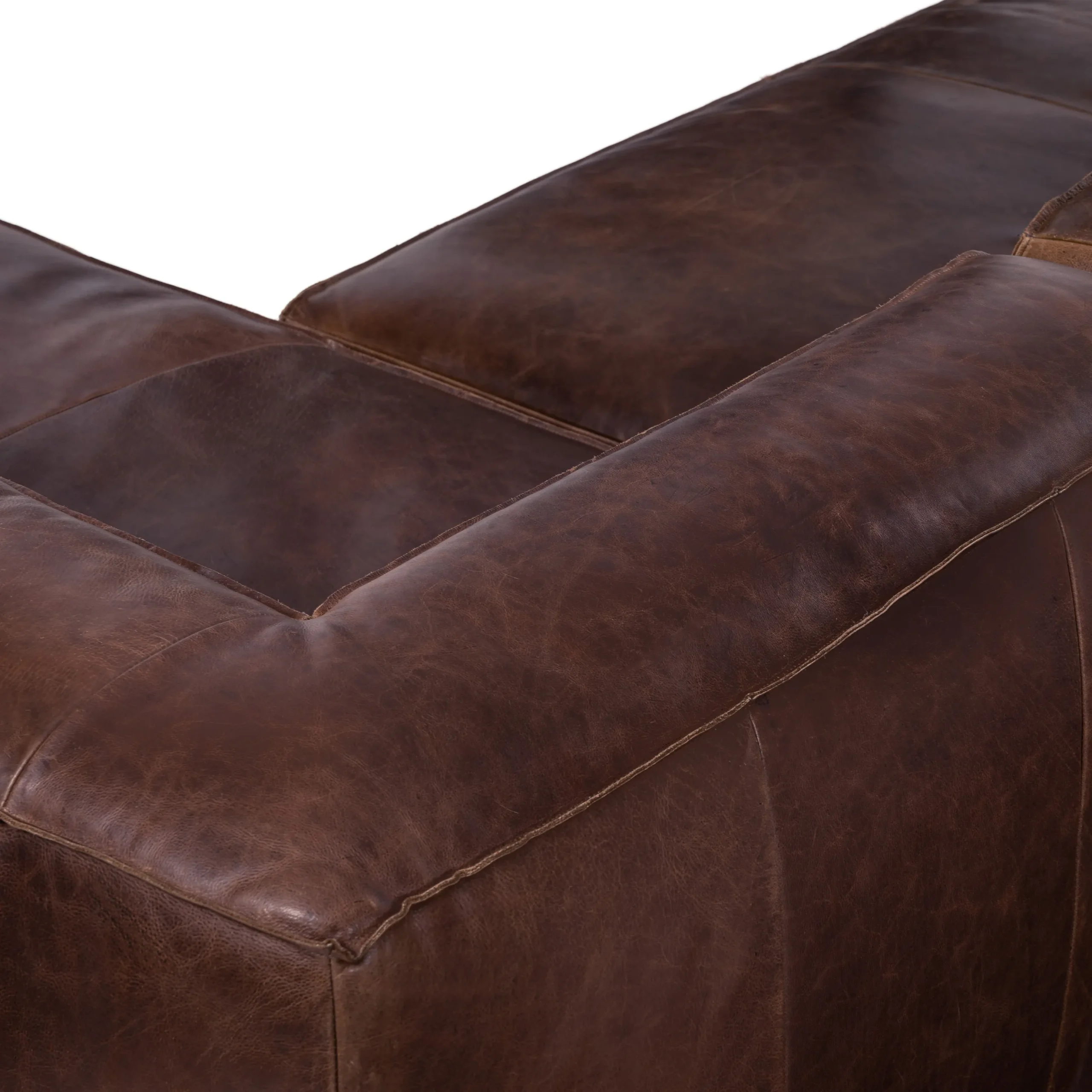 Cigar 94.5_ Leather Reversible Sectional - Indiana Brown - Image 7