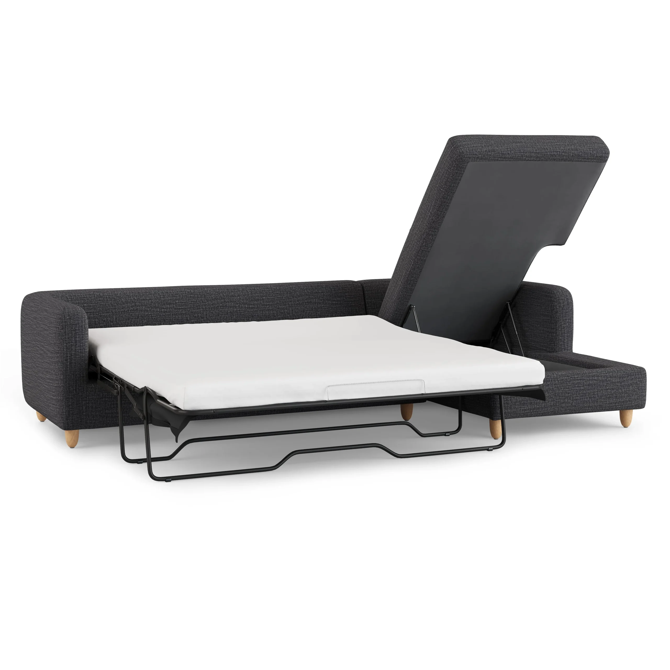 Vati 114_ Right Storage Sleeper Sectional - Natural Oak and Napa Charcoal - Image 7