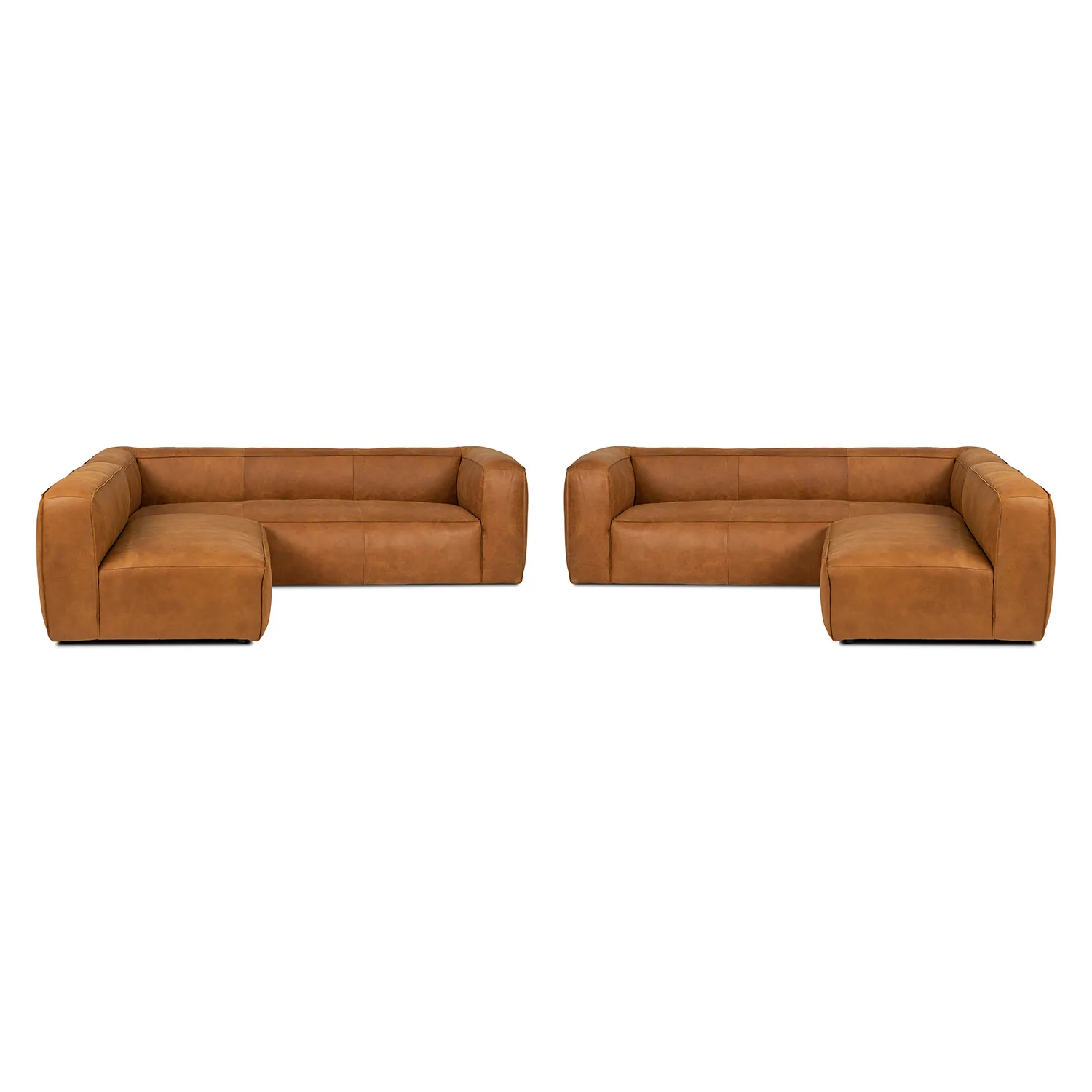 Cigar 94.5_ Leather Reversible Sectional - Rawhide Tan - Image 7