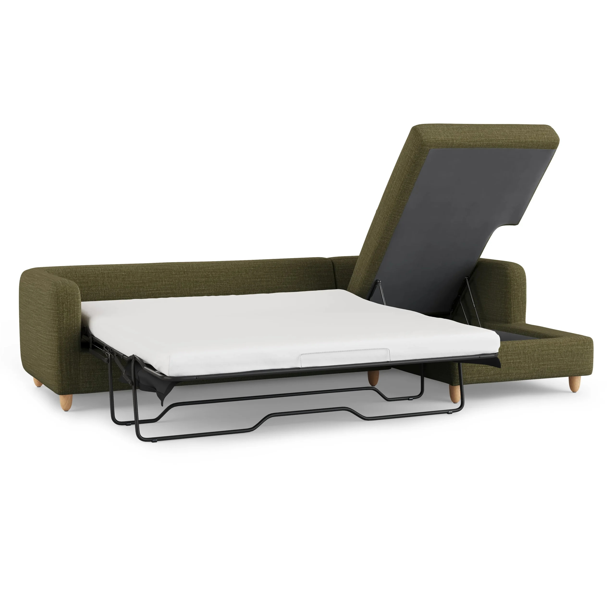 Vati 114_ Right Storage Sleeper Sectional - Natural Oak and Napa Moss - Image 7