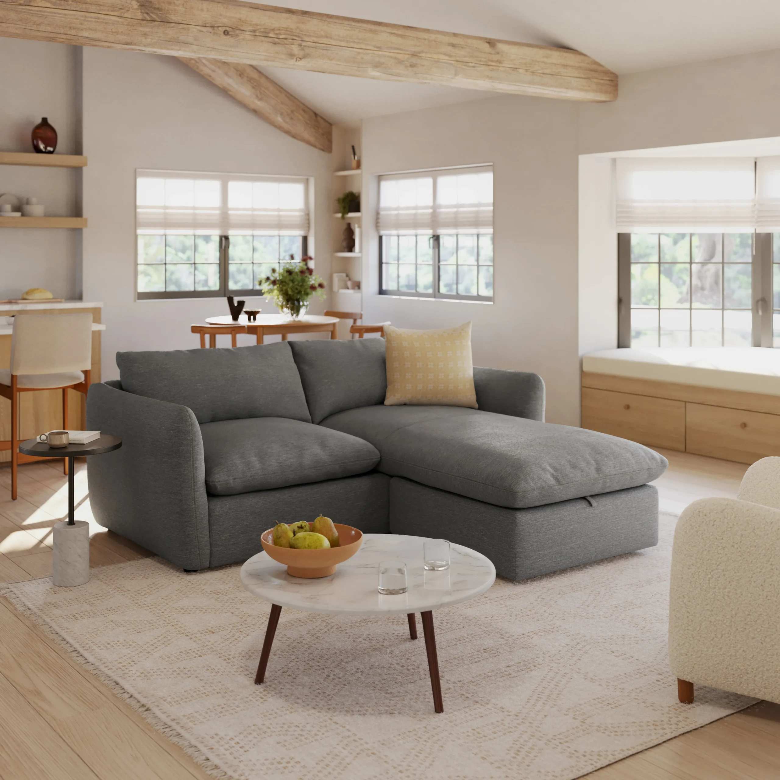 Leigh 86_ Reversible Storage Sleeper Sectional - Silver Gray