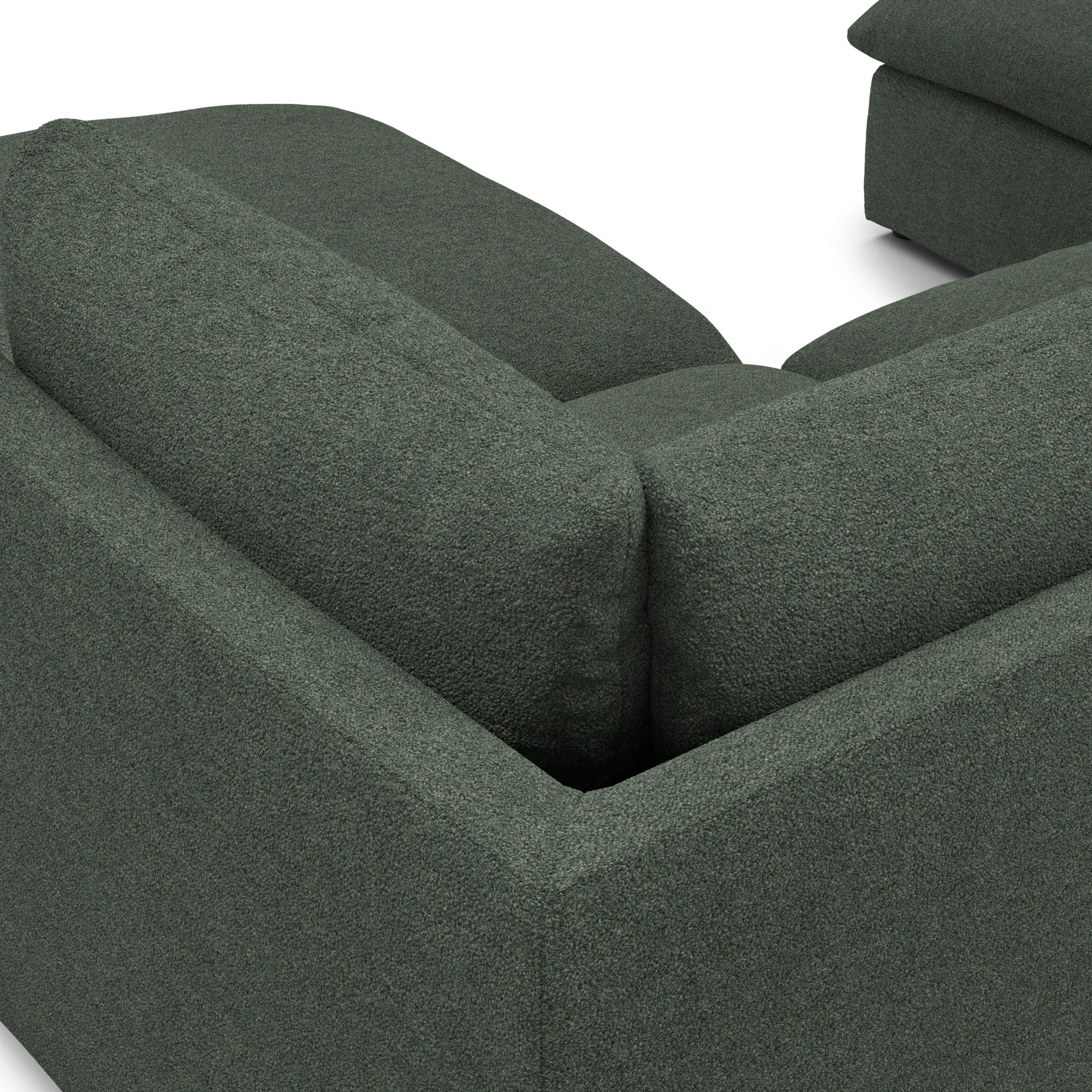 Leigh 121.5_ Modular 3-Seater U-Shaped Sectional - Green Wool Bouclé - Image 7