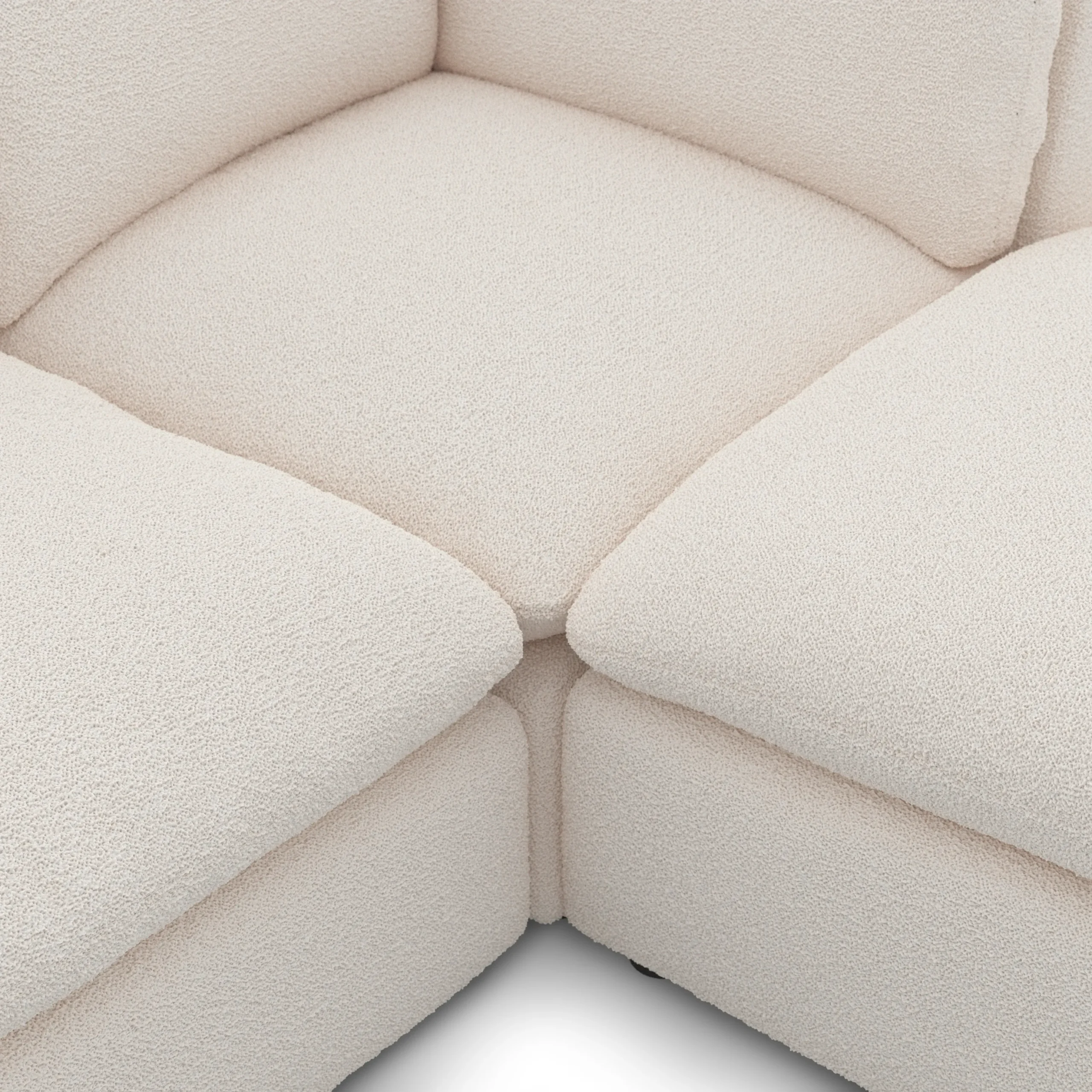 Leigh 121.5_ Modular 3-Seater U-Shaped Sectional - Ivory Wool Bouclé - Image 7