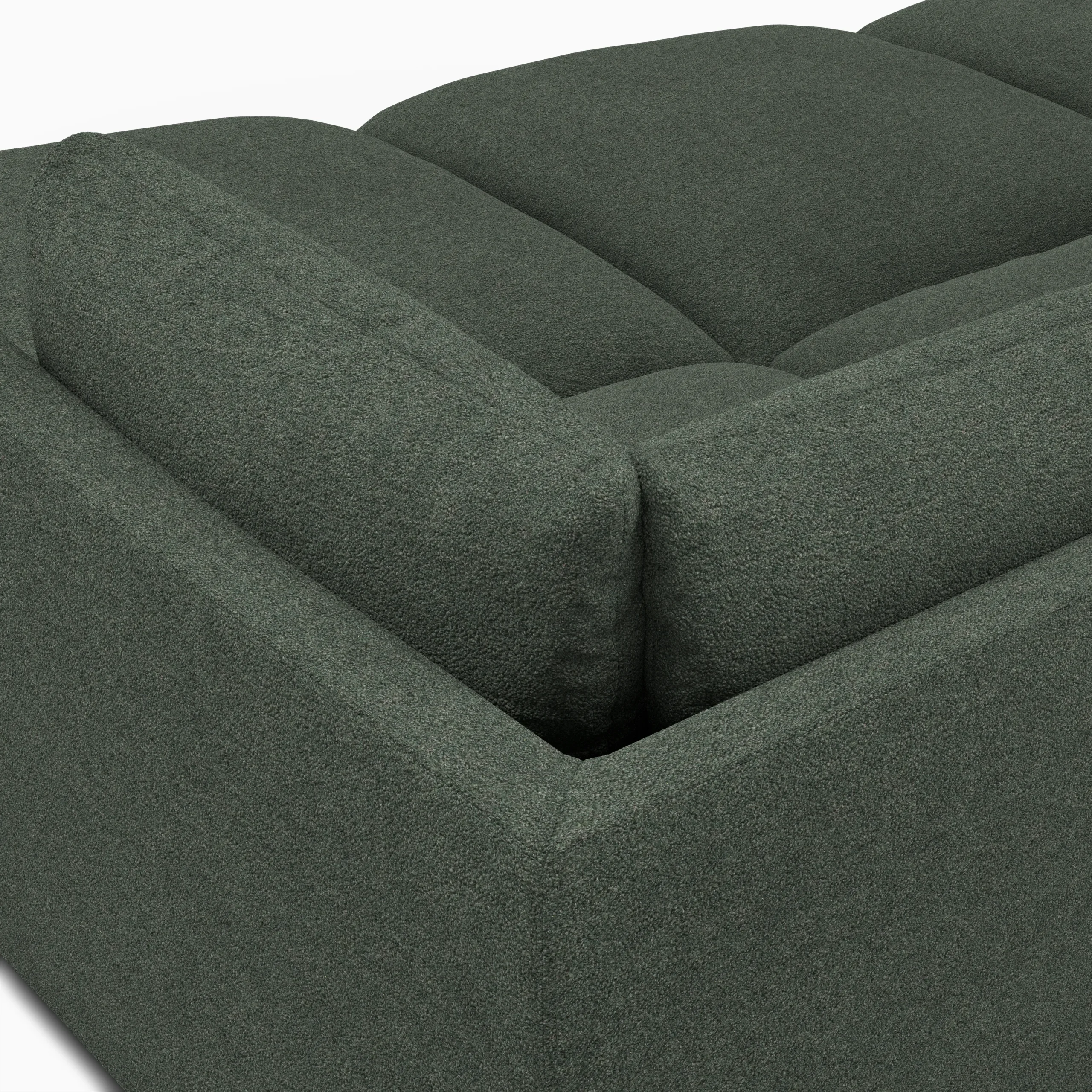 Leigh 121.5_ Modular Open Pit Sectional - Green Wool Bouclé - Image 7