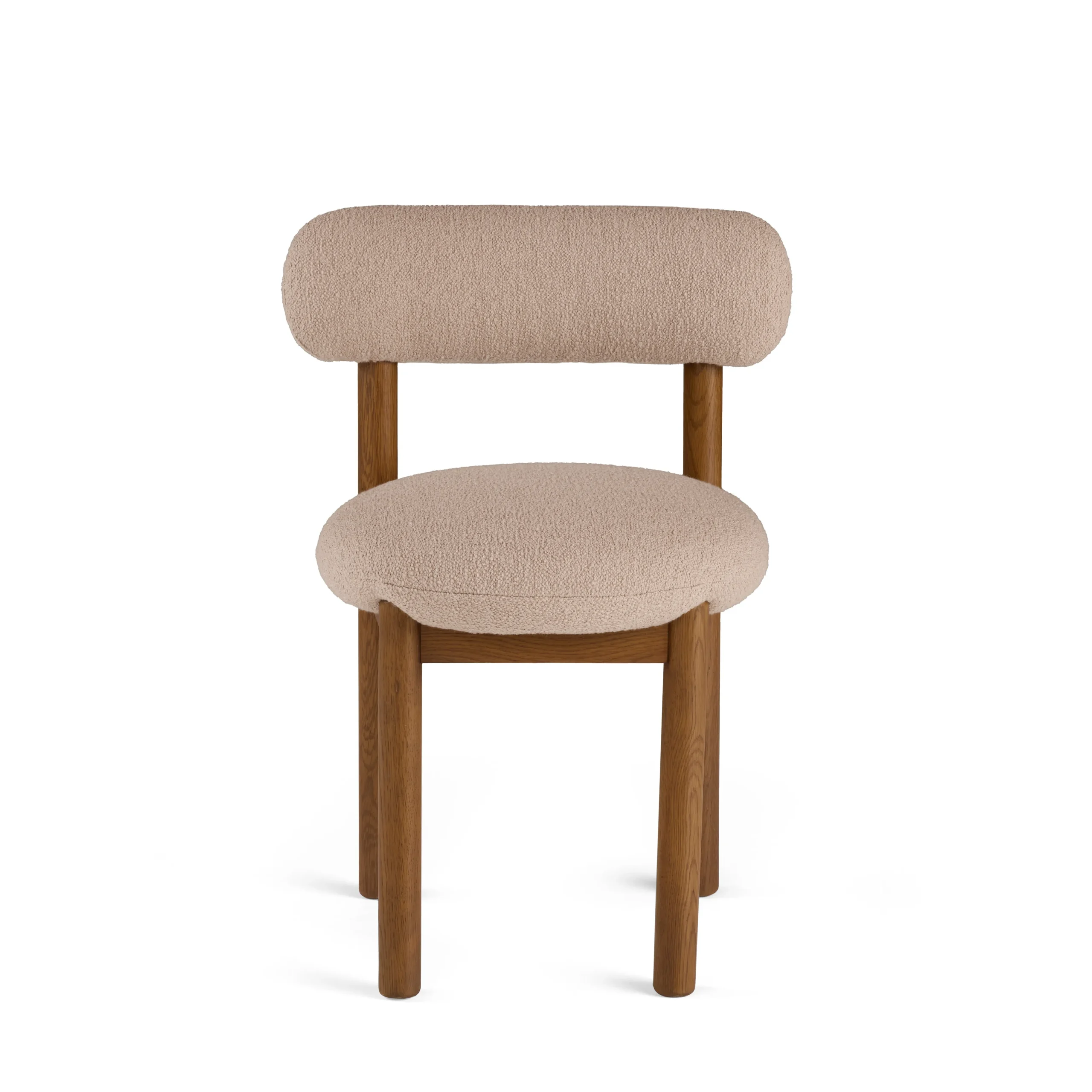 Munk Dining Chair - Smoked Oak and Sandstone Wool Bouclé - Image 7
