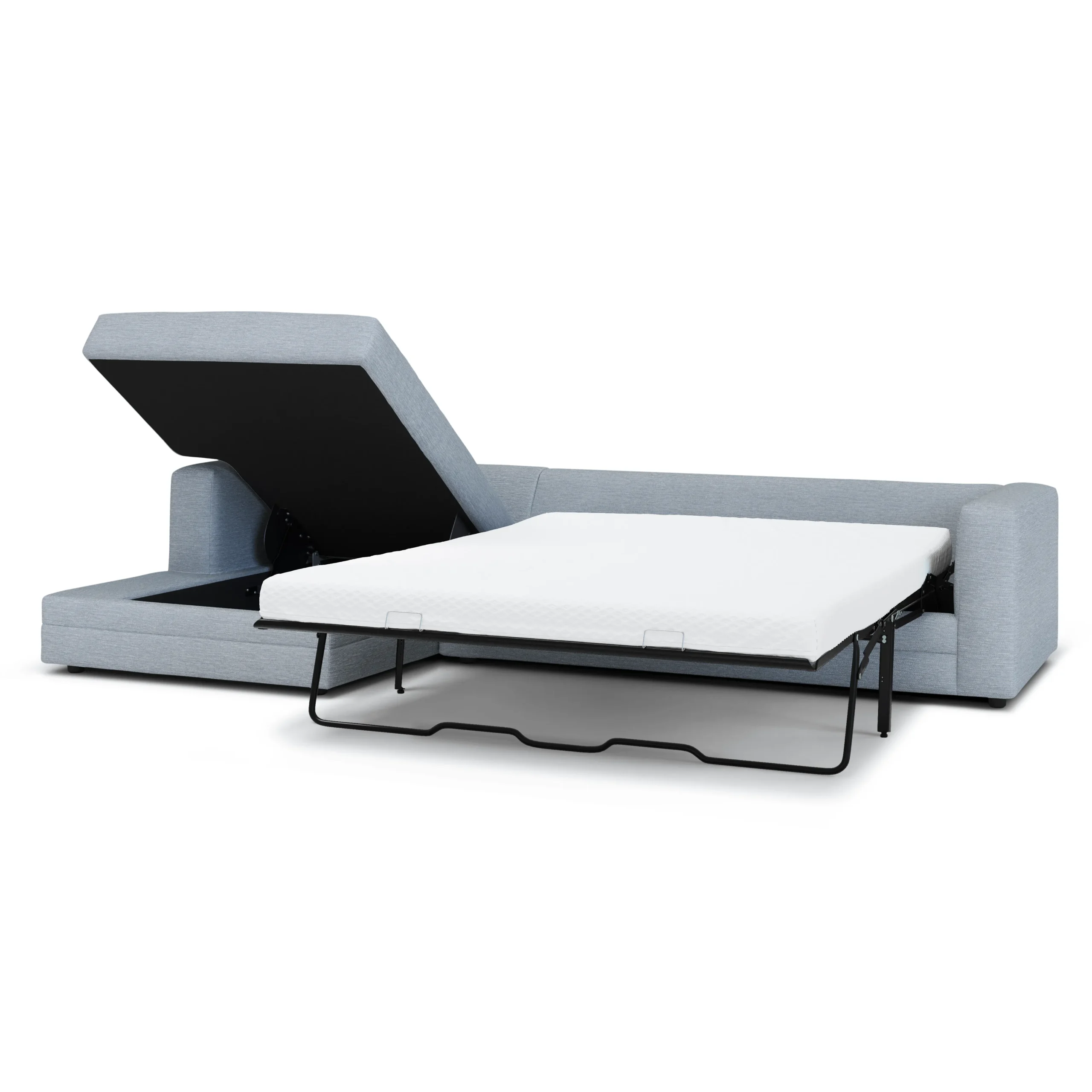 Riley 118_ Left Storage Sleeper Sectional - Silver Light Blue - Image 7