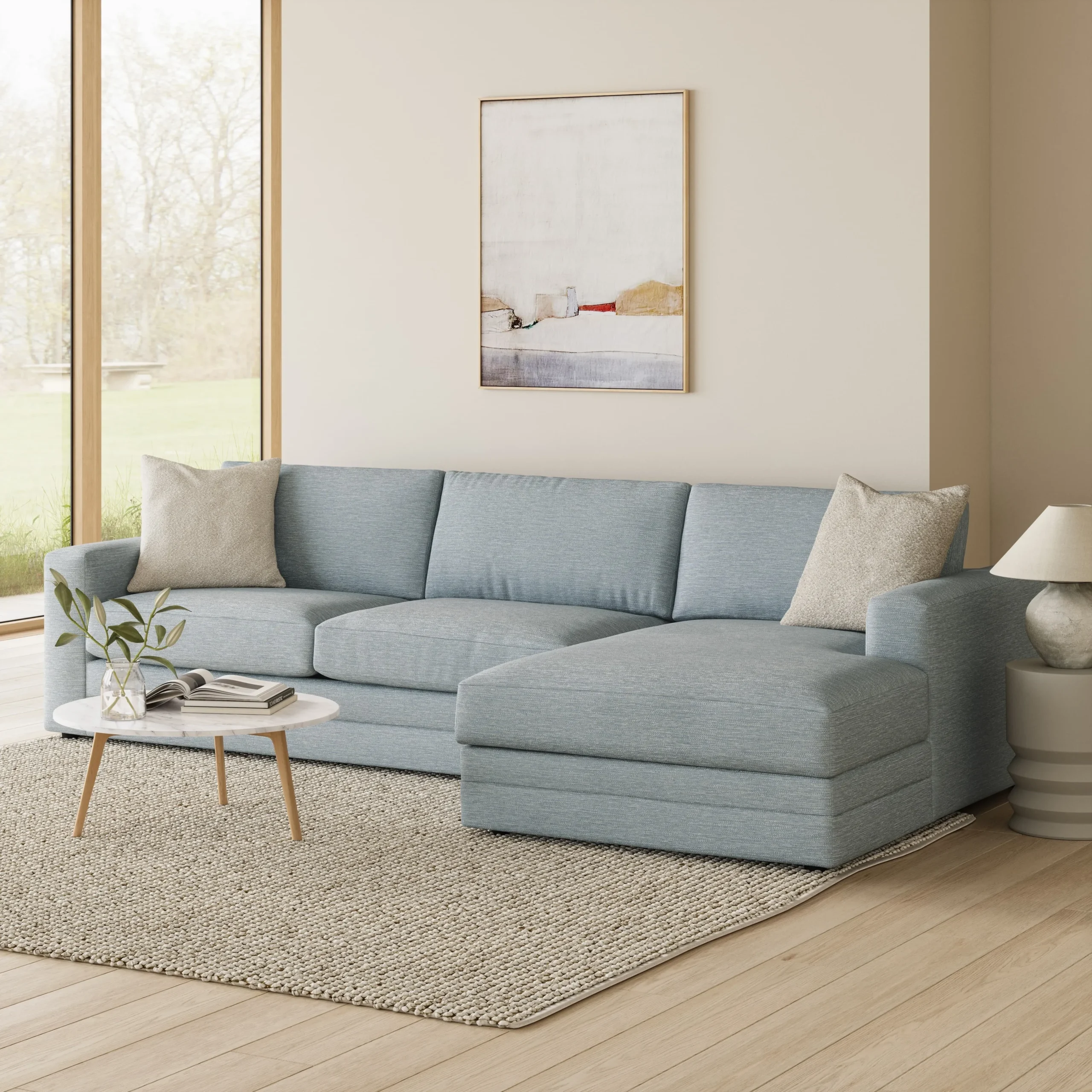 Riley 118_ Right Storage Sleeper Sectional - Silver Light Blue - Image 4