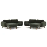 Sanders 85.5_ Velvet Reversible Sectional - Plush Pacific Green