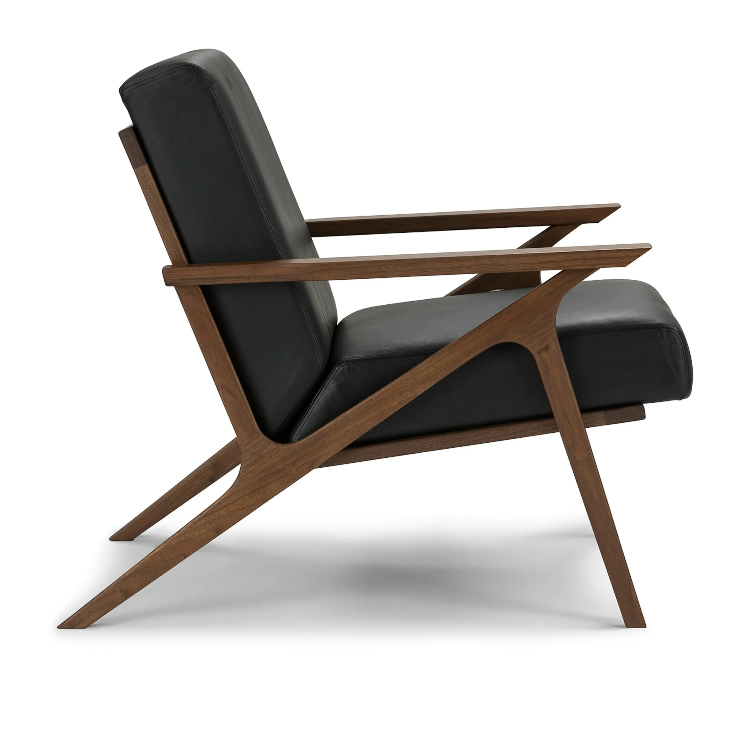 Otio 26_ Leather Lounge Chair - Walnut and Black - Image 12