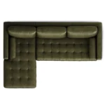 Sven 100_ Tufted Leather Left Sectional - Charme Green