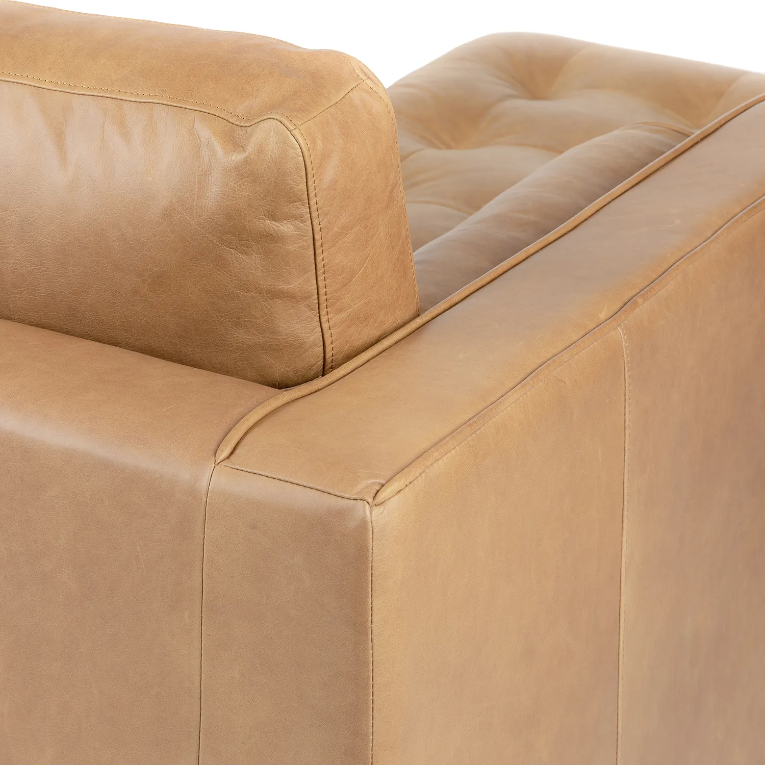 Sven 100_ Tufted Leather Left Sectional - Charme Tan - Image 7