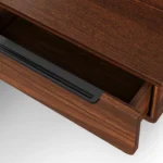 Nera Queen Low Profile Bed with Nightstands Set - Walnut