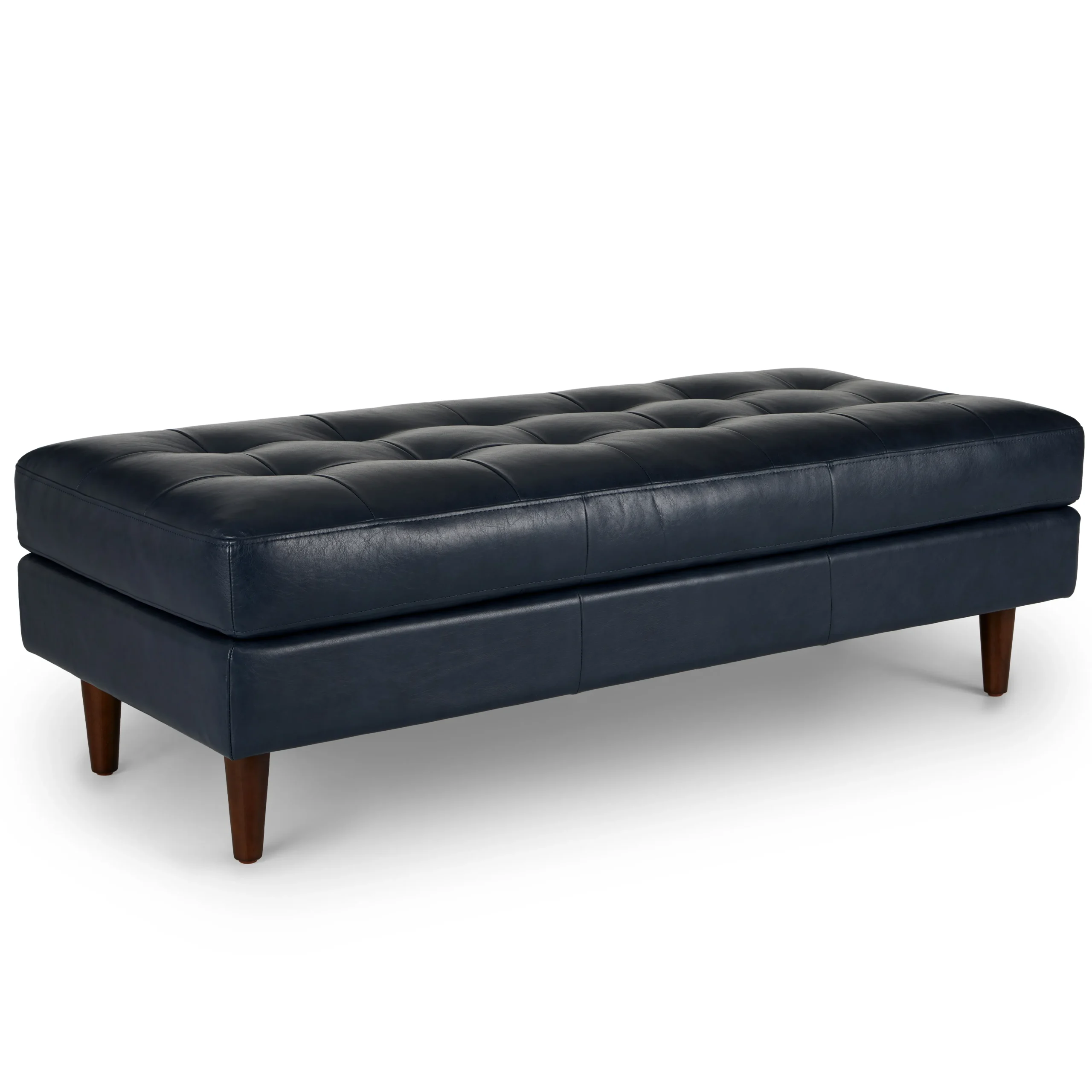 Sven 56_ Tufted Leather Bench - Oxford Blue - Image 8