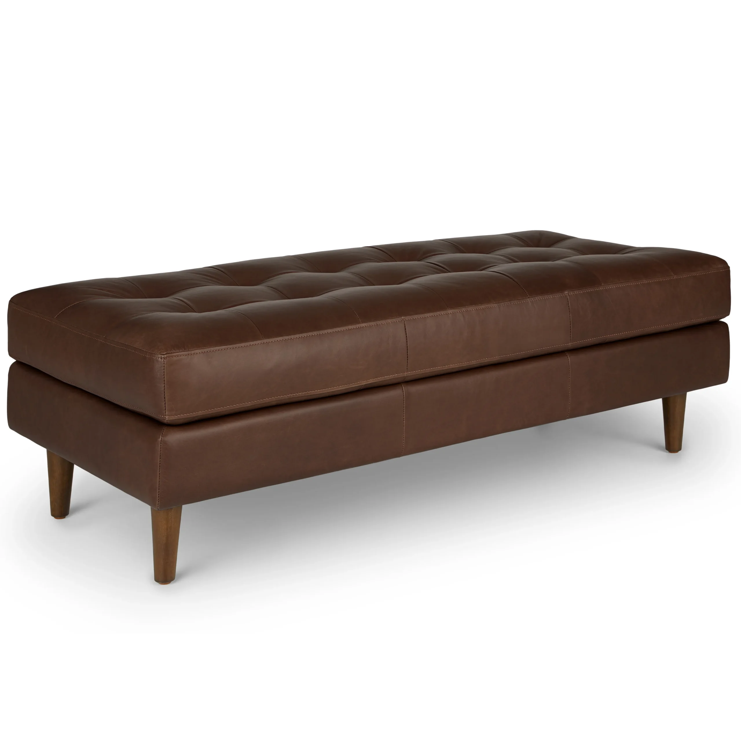 Sven 56_ Tufted Leather Bench - Charme Chocolat - Image 8