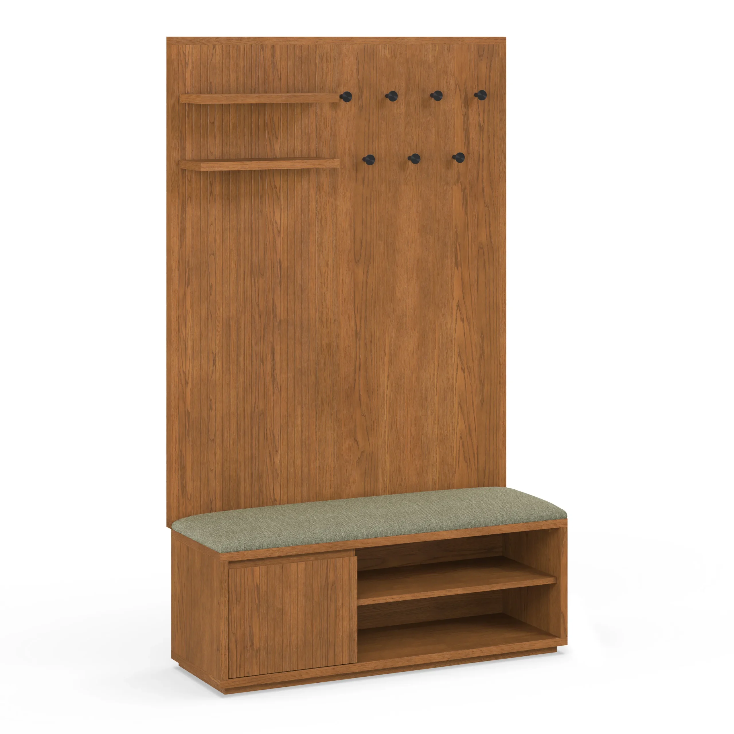 Kouva 47_ Bench and Wall Panel Storage Set - Smoked Oak and Algonquin Green - Image 8