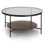 Vitri 36.5_ Glass Coffee Table - Walnut