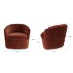 Turoy 32.5_ Velvet Swivel Lounge Chair - Hale Rust