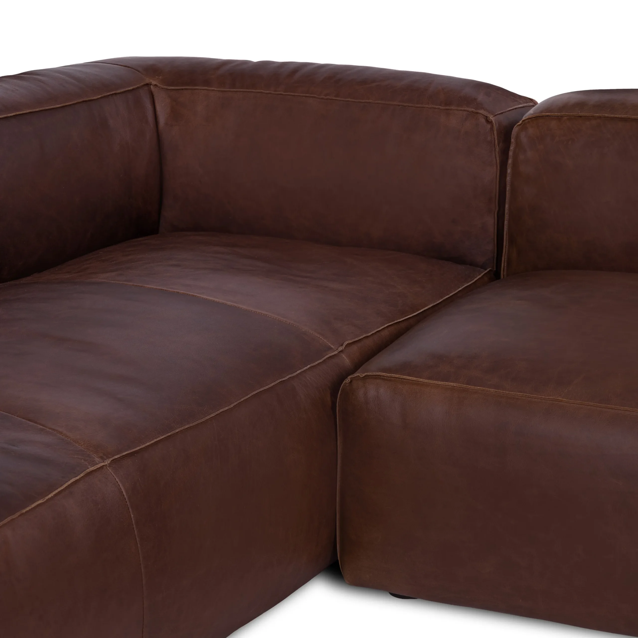 Cigar 94.5_ Leather Reversible Sectional - Indiana Brown - Image 8