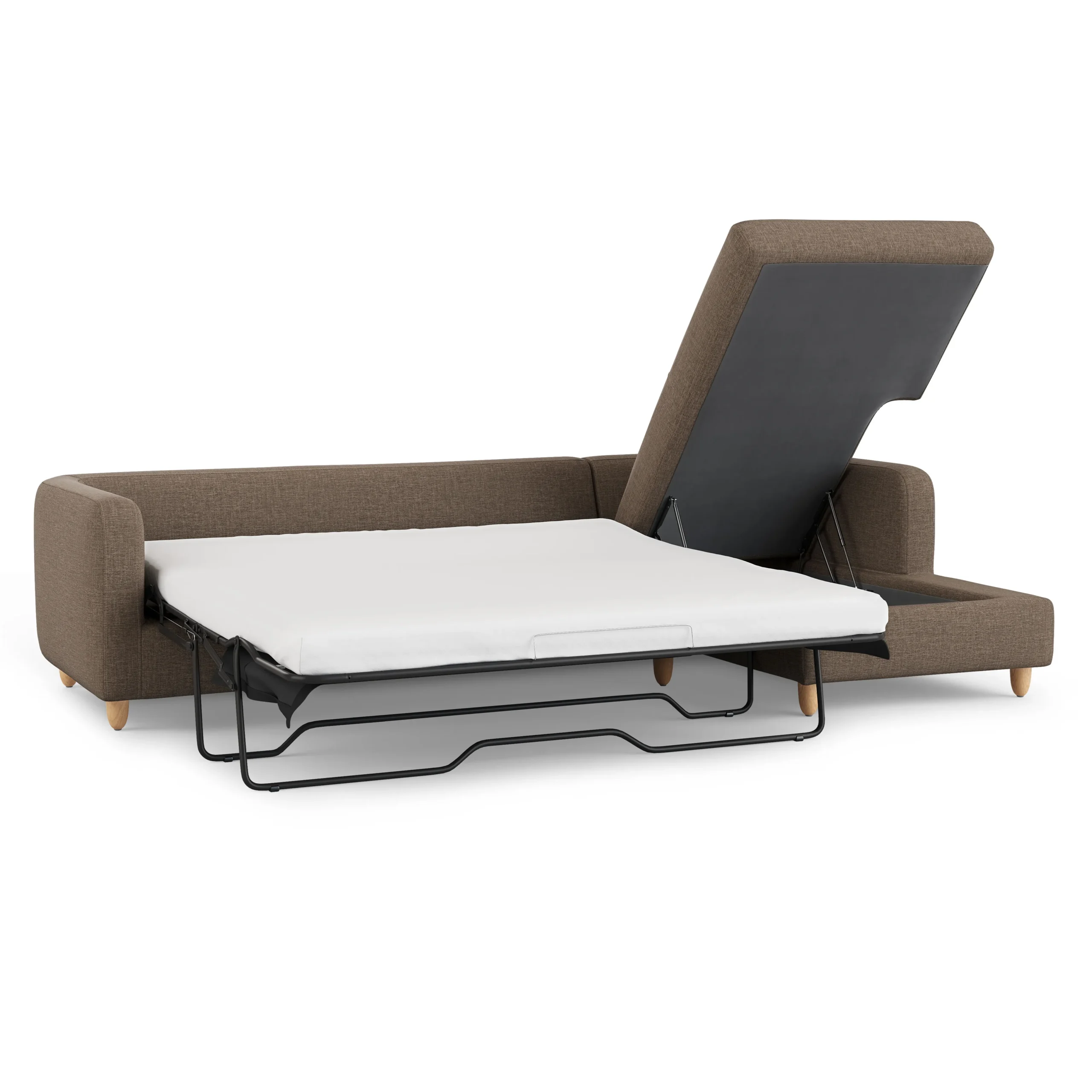 Vati 114_ Right Storage Sleeper Sectional - Natural Oak and Buckler Brown - Image 8