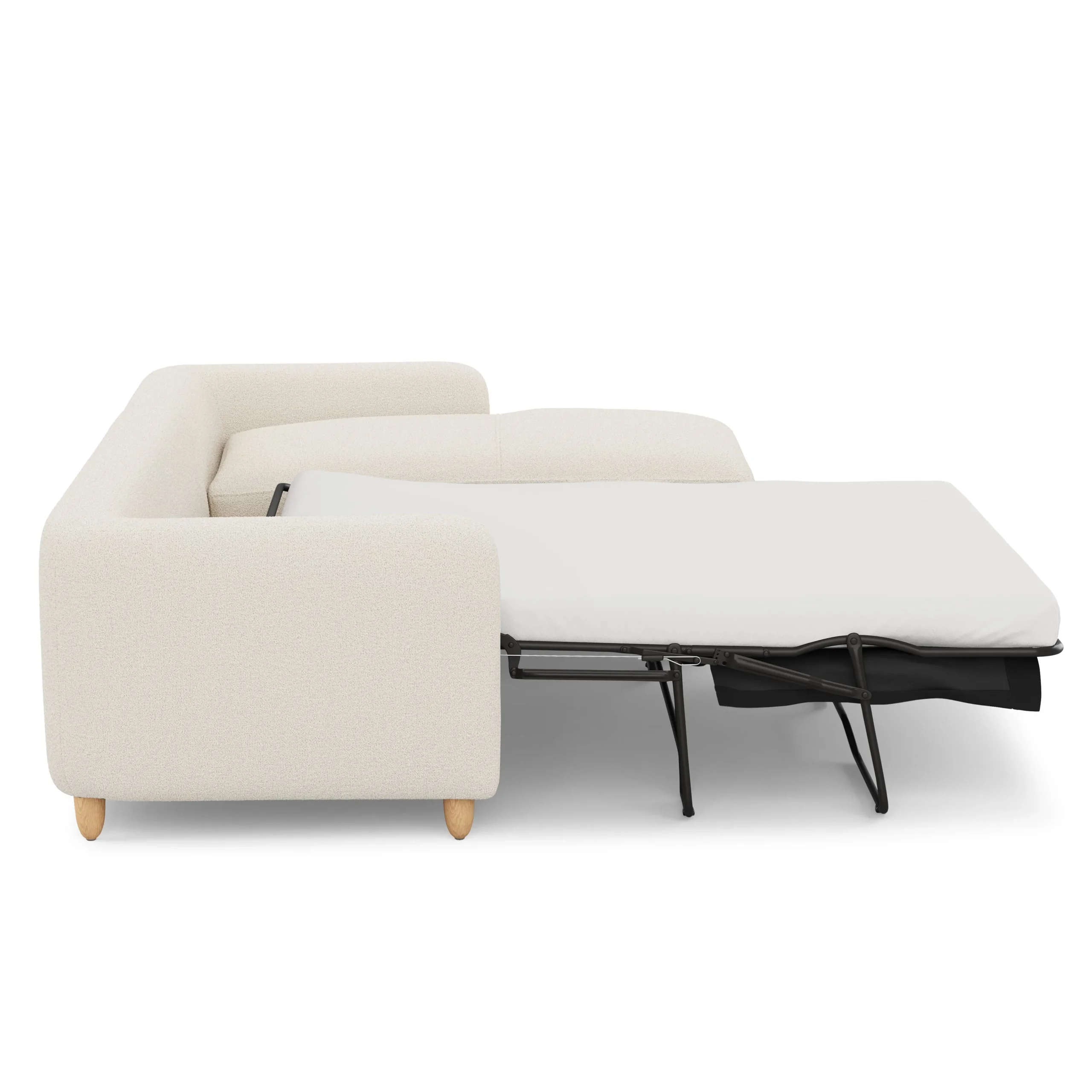 Vati 114_ Right Storage Sleeper Sectional - Natural Oak and Ivory Wool Bouclé - Image 8