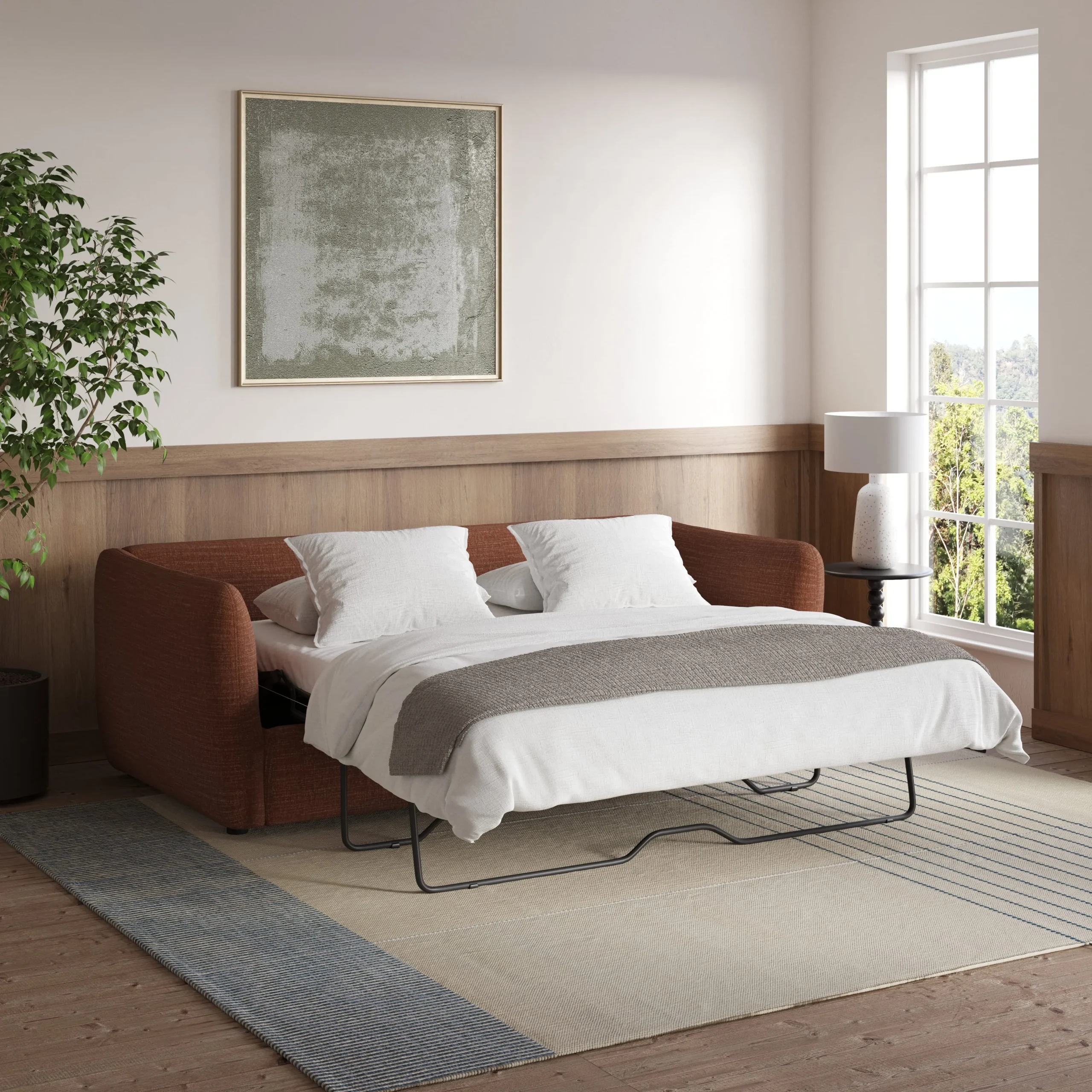 Leigh 86_ Reversible Storage Sleeper Sectional - Napa Rust - Image 8