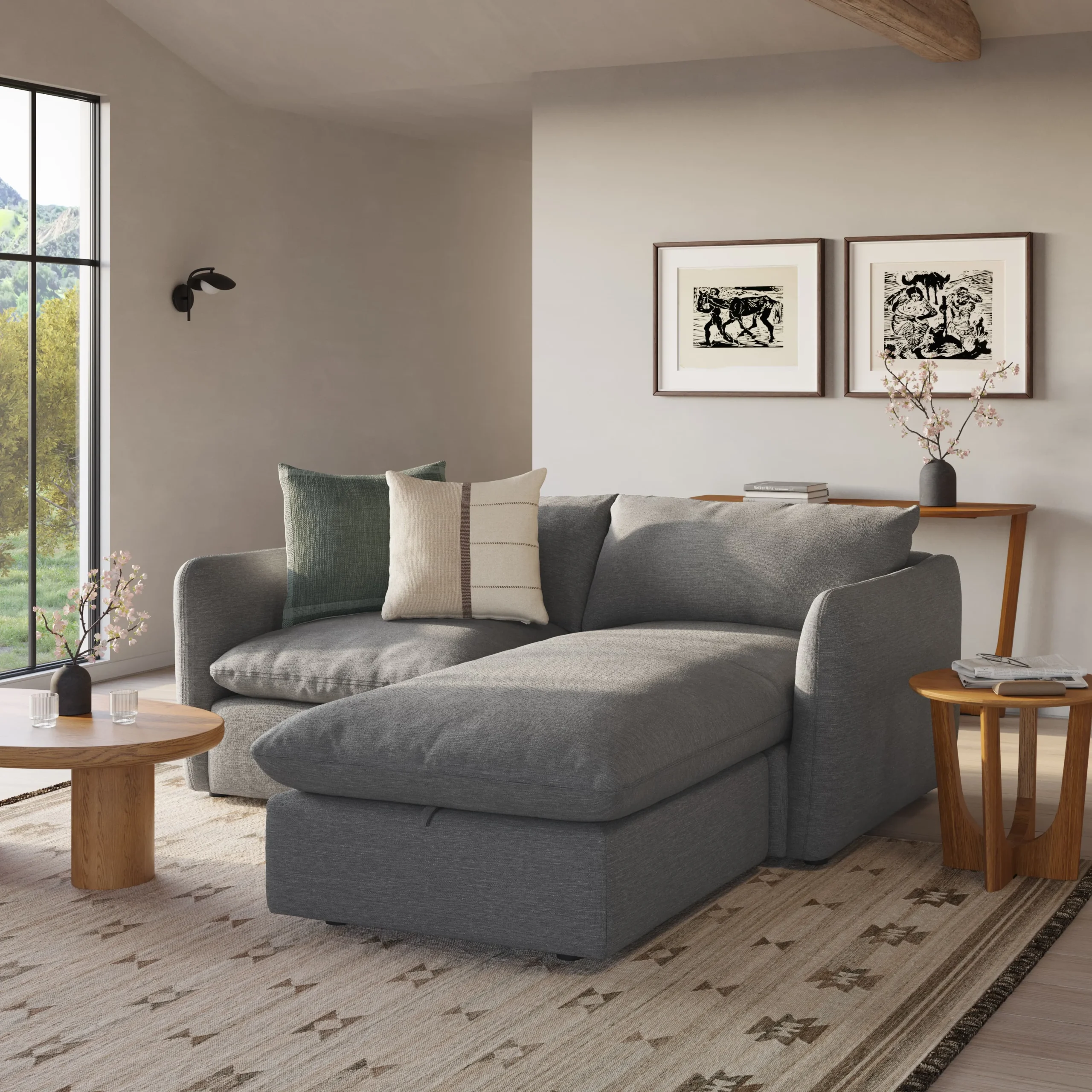 Leigh 86_ Reversible Storage Sleeper Sectional - Silver Gray - Image 8