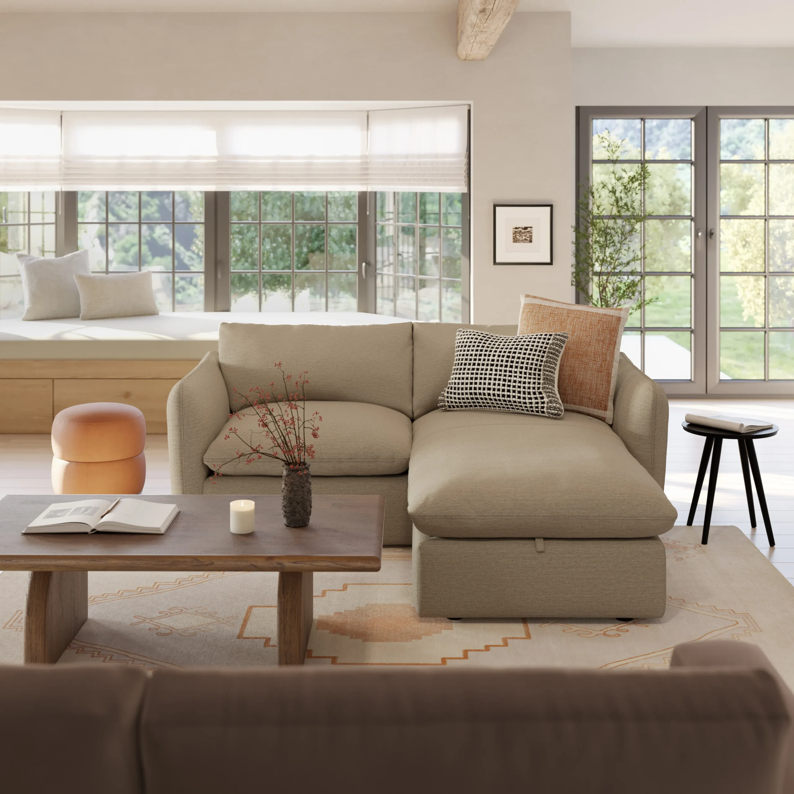 Leigh 86_ Reversible Storage Sleeper Sectional - Silver Taupe