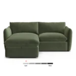 Leigh 86_ Velvet Reversible Storage Sleeper Sectional - Hale Fir Green