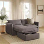 Leigh 86_ Velvet Reversible Storage Sleeper Sectional - Hale Warm Gray