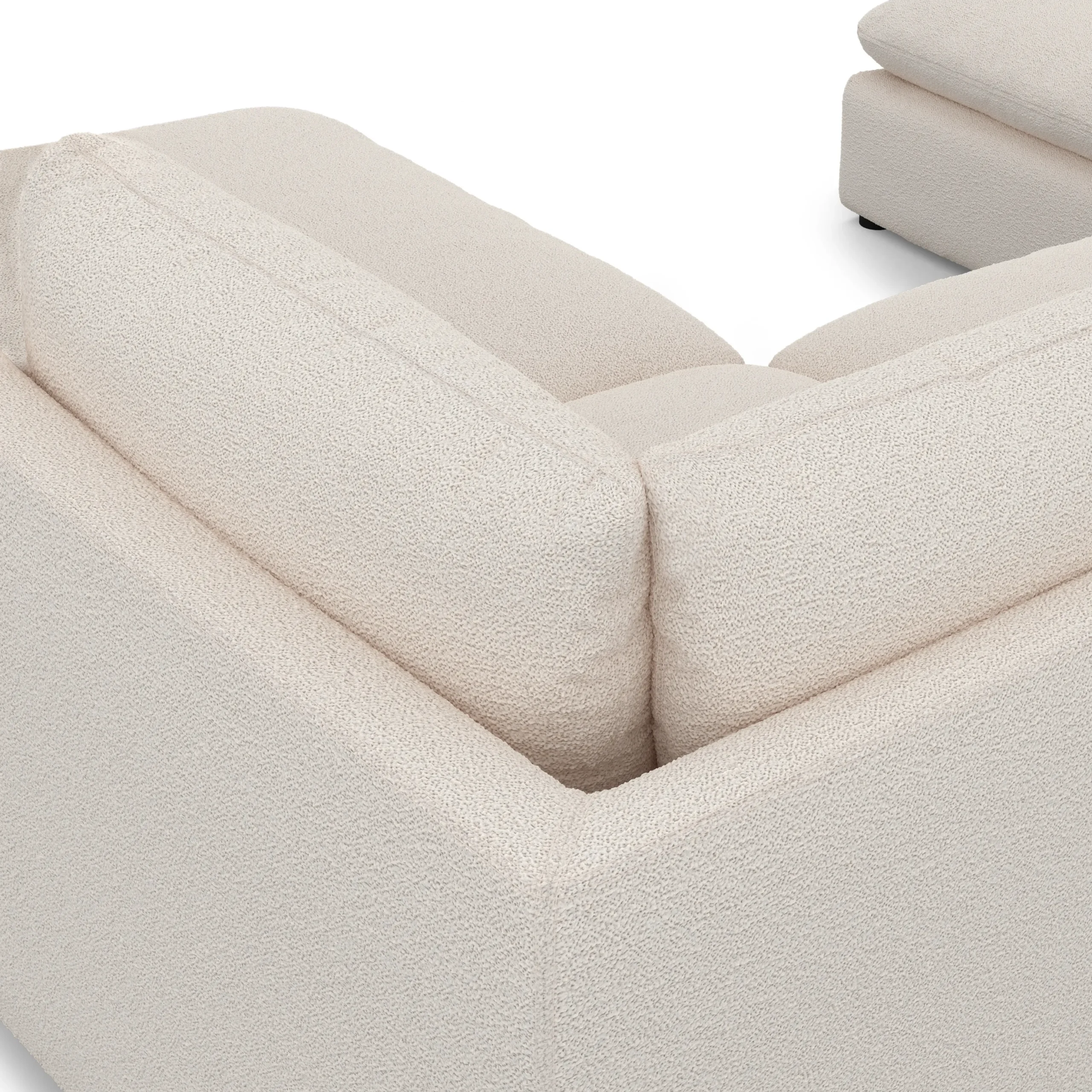 Leigh 121.5_ Modular 3-Seater U-Shaped Sectional - Ivory Wool Bouclé - Image 8