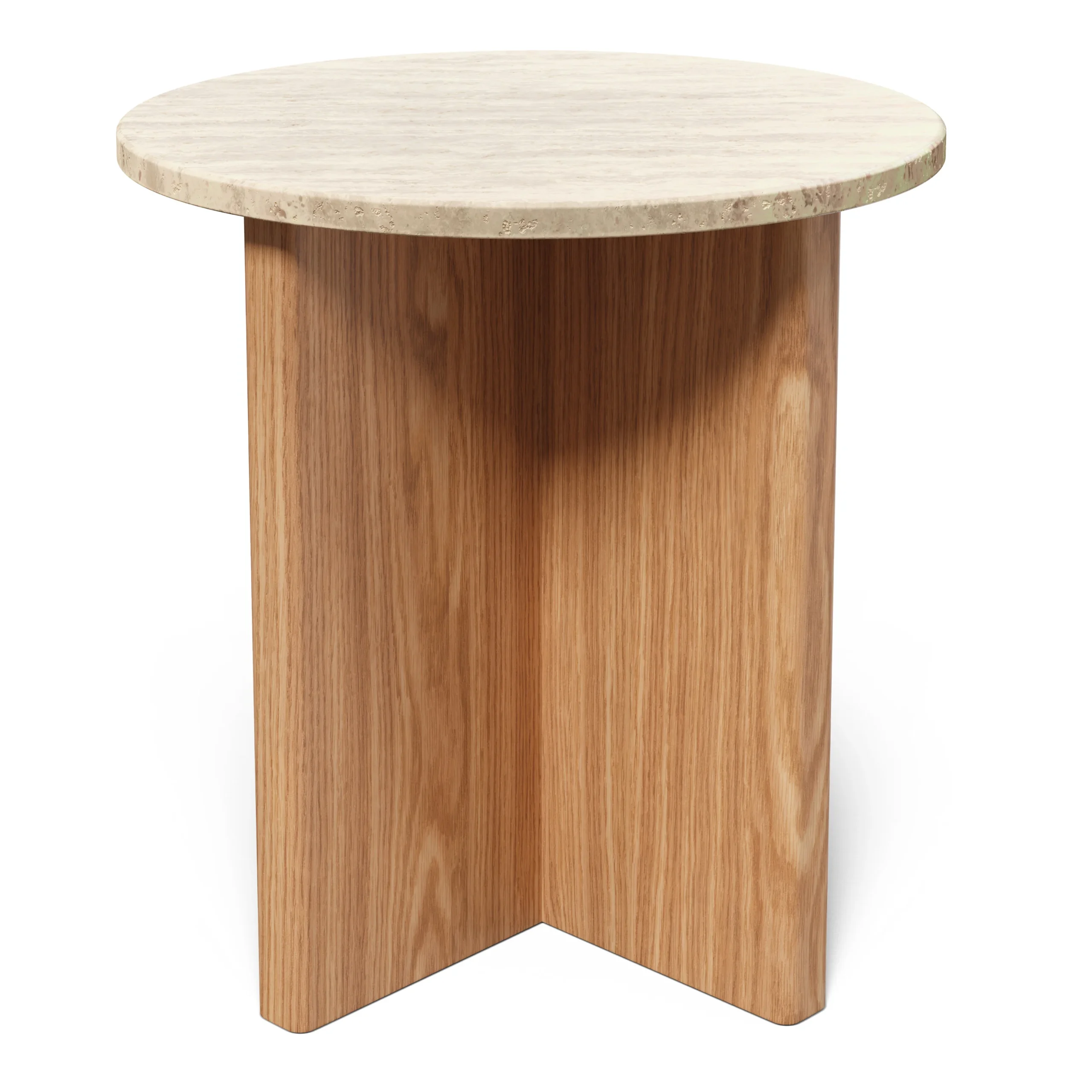 Sporo Travertine Side Table - Natural Oak - Image 2