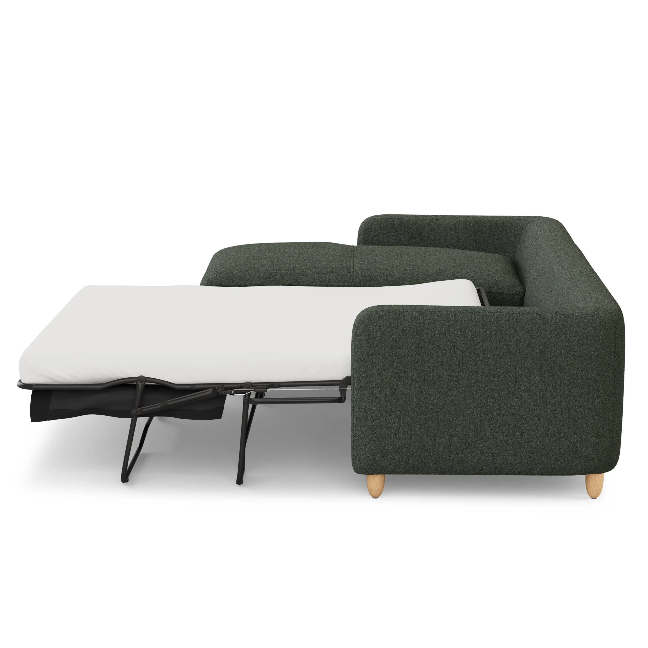 Vati 114_ Left Storage Sleeper Sectional - Natural Oak and Green Wool Bouclé - Image 8