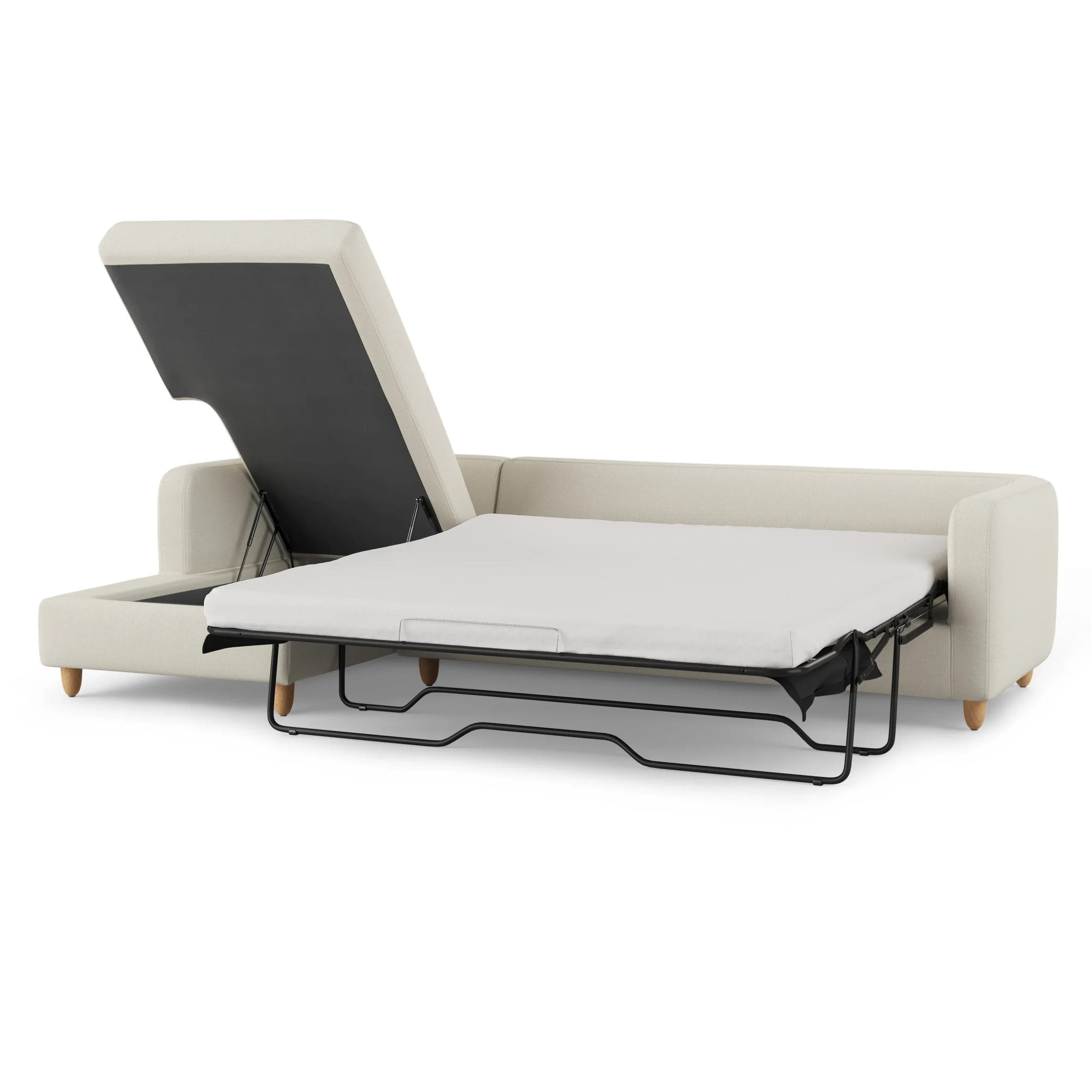Vati 114_ Left Storage Sleeper Sectional - Natural Oak and Buckler Ivory - Image 8