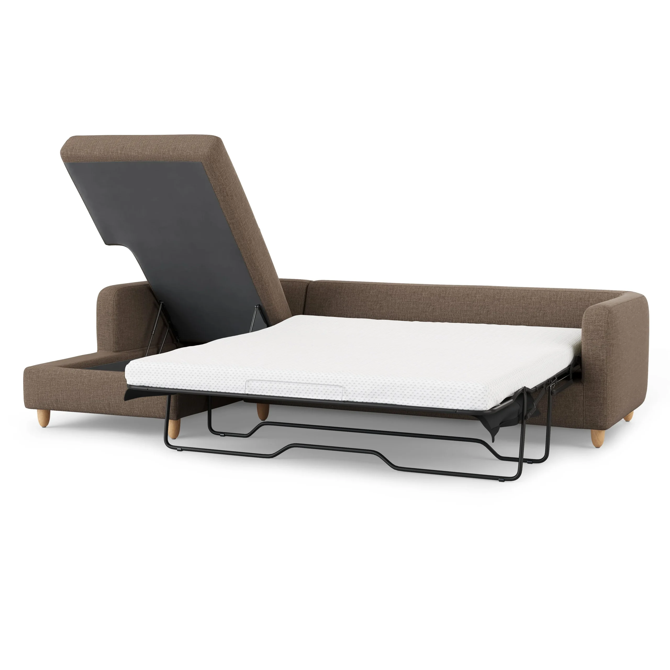Vati 114_ Left Storage Sleeper Sectional - Natural Oak and Buckler Brown - Image 8