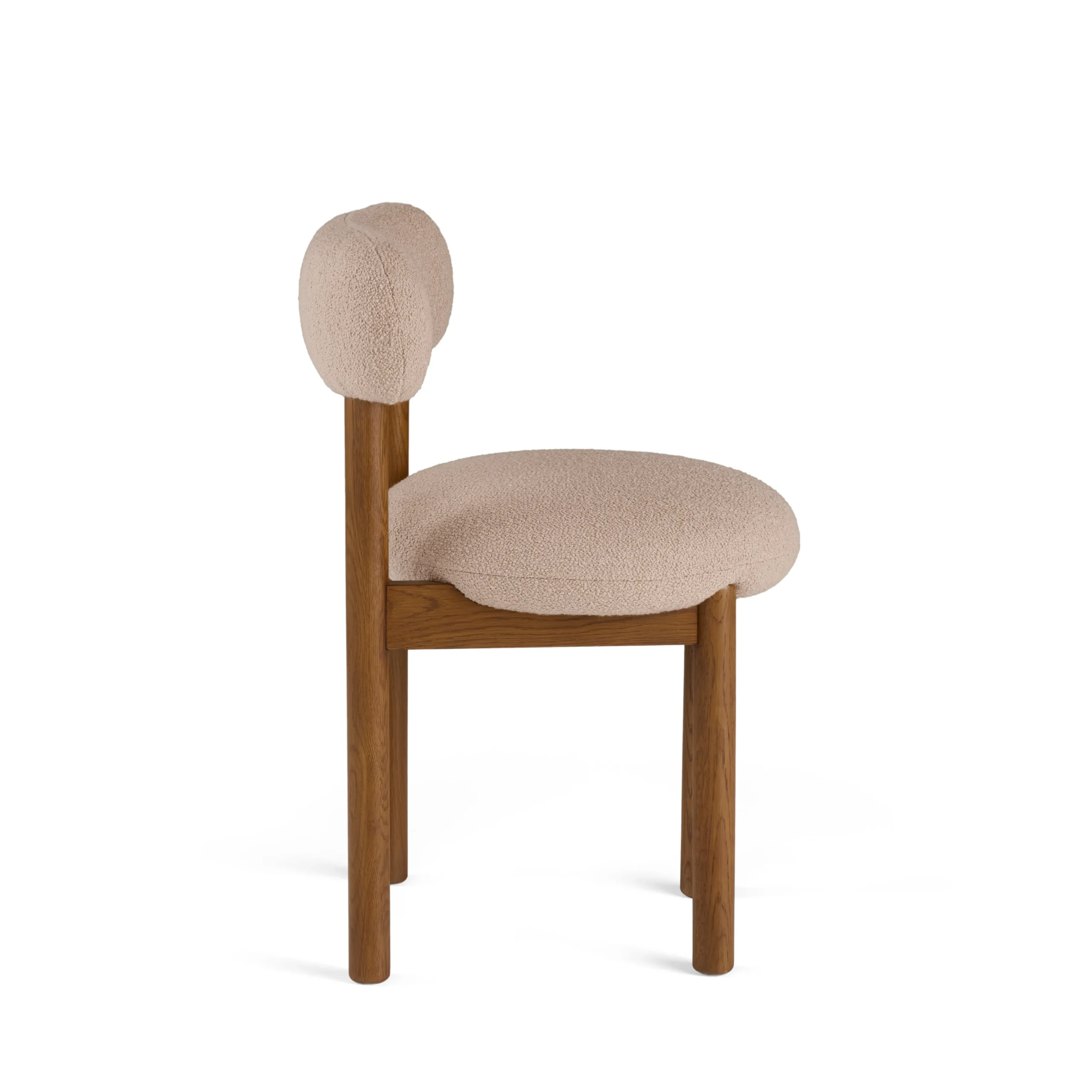 Munk Dining Chair - Smoked Oak and Sandstone Wool Bouclé - Image 8
